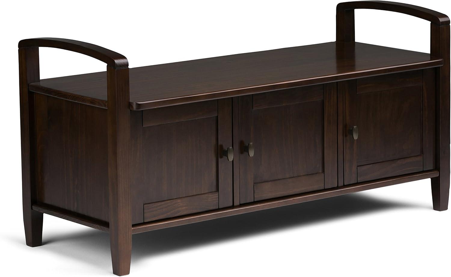 Rustic Natural Aged Brown Solid Wood Entryway Storage Bench