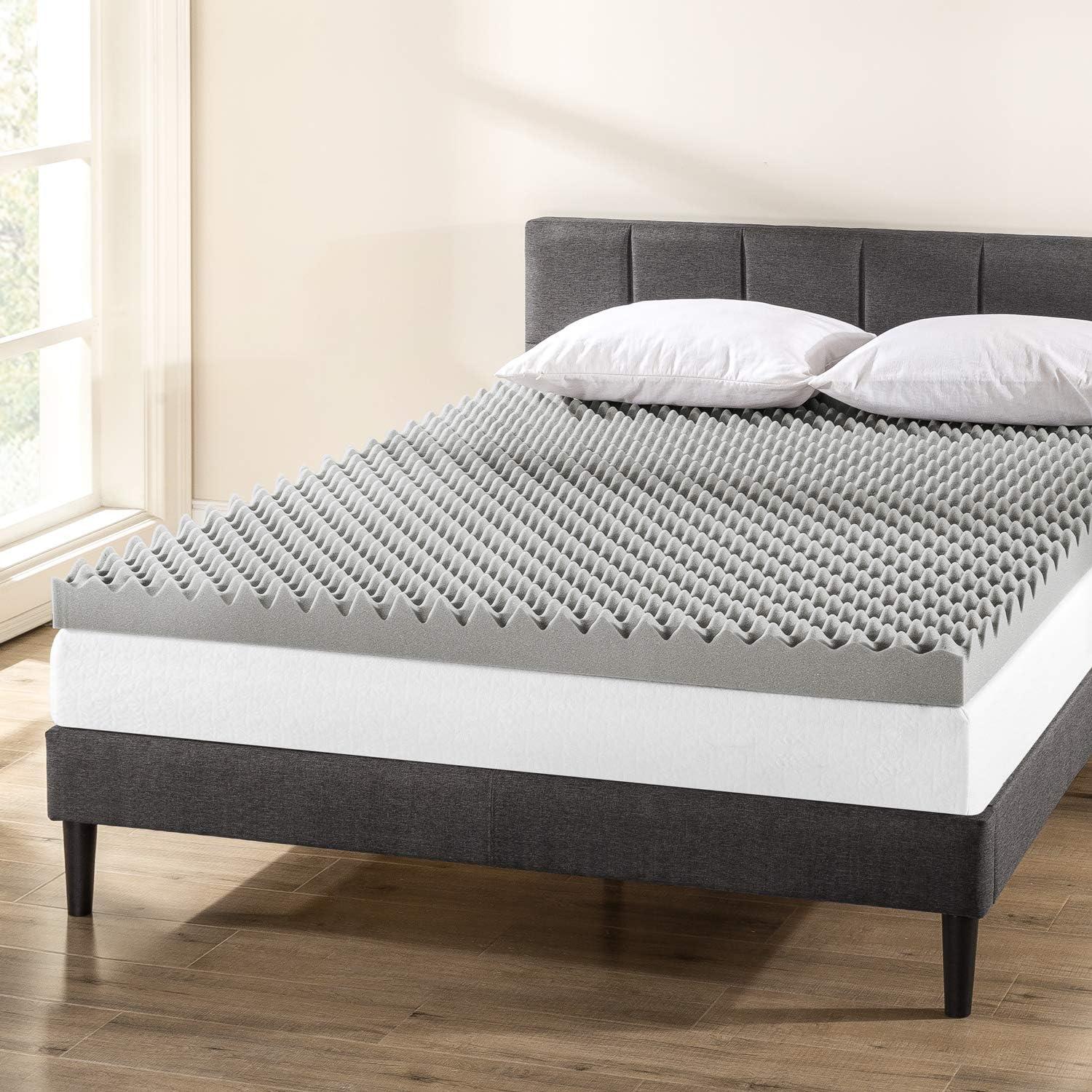 Queen Gray Egg Crate Memory Foam Mattress Topper