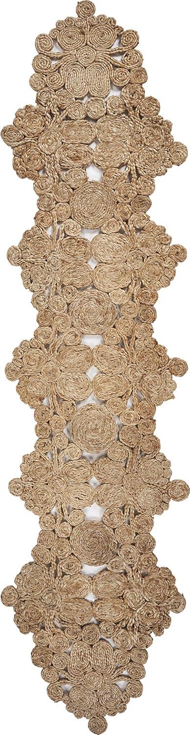 LR Home Hugo Solid Jute Table Runner, Natural 6’8” Length