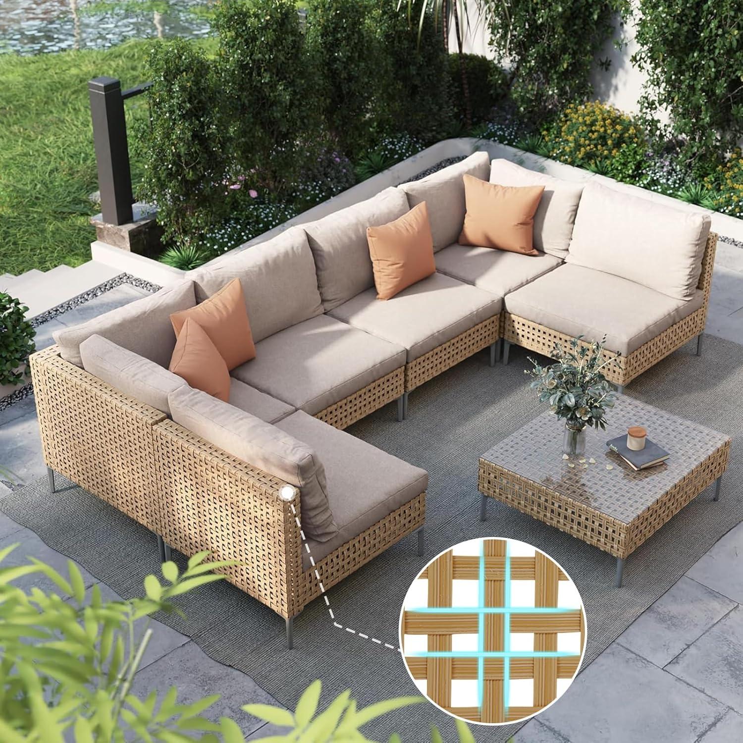 GRANDPATIO 7-Piece Wicker Patio Furniture Set