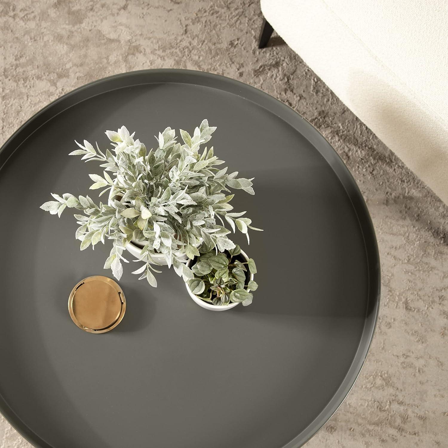 Kate and Laurel Celia Round Metal Coffee Table, 28.25x28.25x19, Gray and Gold