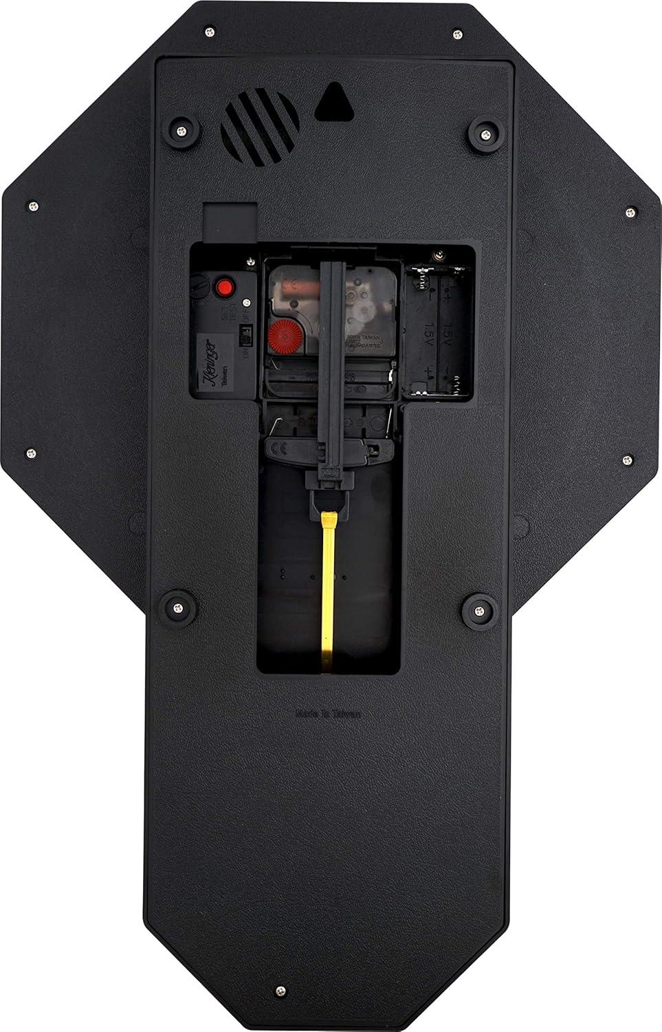 JUSTIME Traditional Schoolhouse Classic Vintage Arabic Regulator Wall Clock, Chiming Wall Clocks with Pendulum & Westminster Chime Hourly, Schoolhouse Wall Decor Battery Operated (Dark Wood Grain)