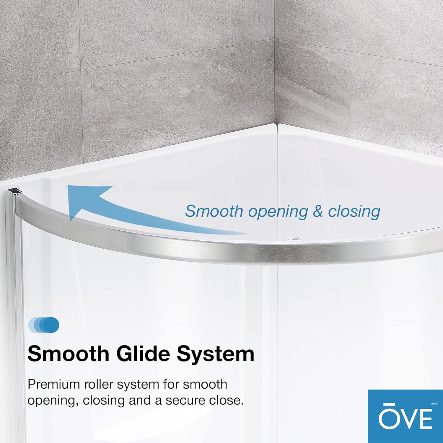 OVE Decors Breeze 33 in. Framed Round Shower Kit w/ Clear Glass, Base, Wall