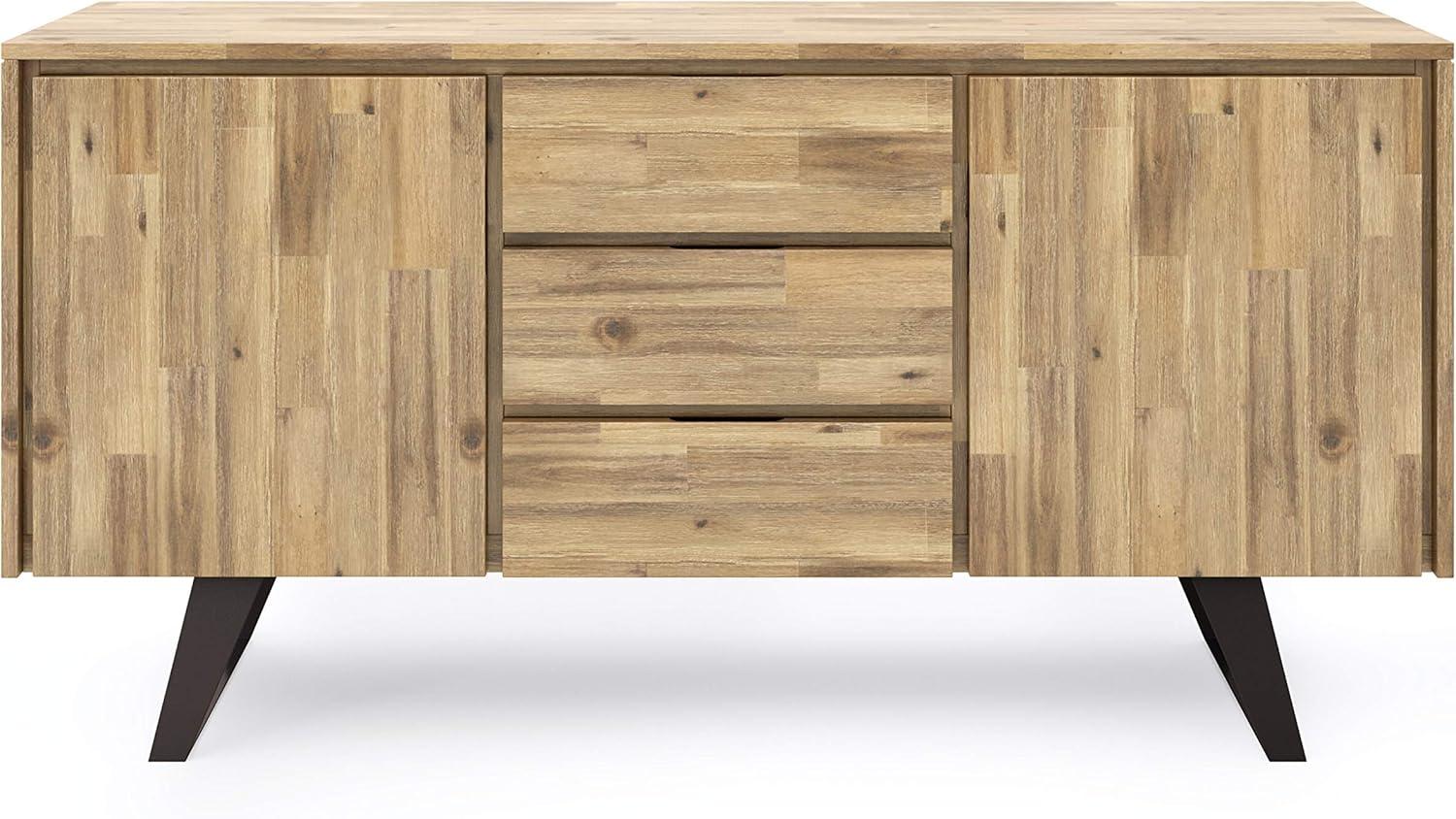 Simpli Home Lowry Solid Acacia Wood Sideboard Buffet in Golden Wheat