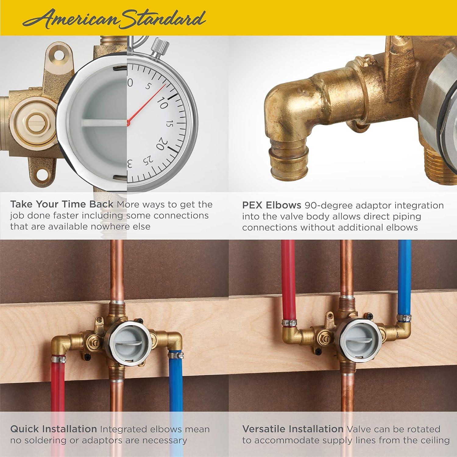 American Standard Flash Shower Rough-In Valve with PEX Inlet Elbows/Universal Outlets for Cold Expansion System