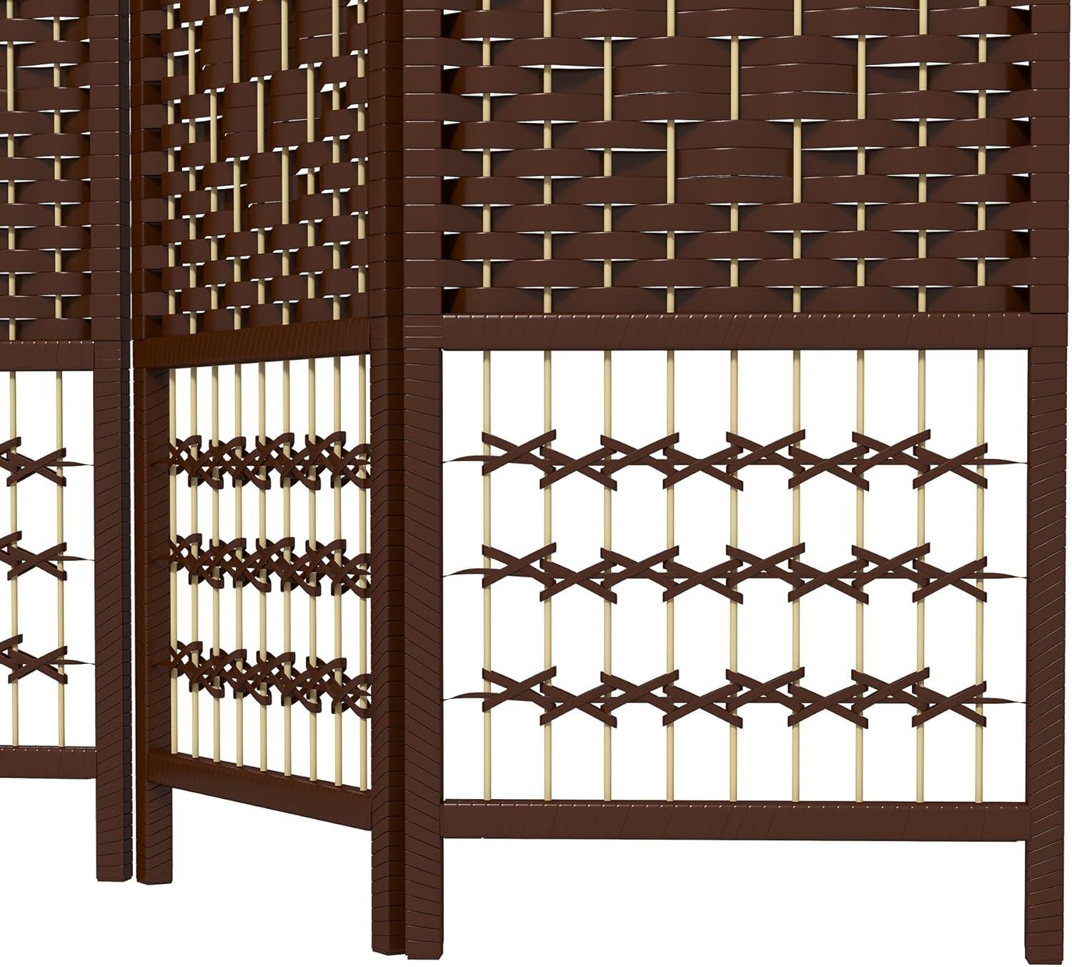 HOMCOM 3 Panel Room Divider, Folding Privacy Screen, 5.6' Room Separator, Wave Fiber Freestanding Partition Wall Divider, Brown