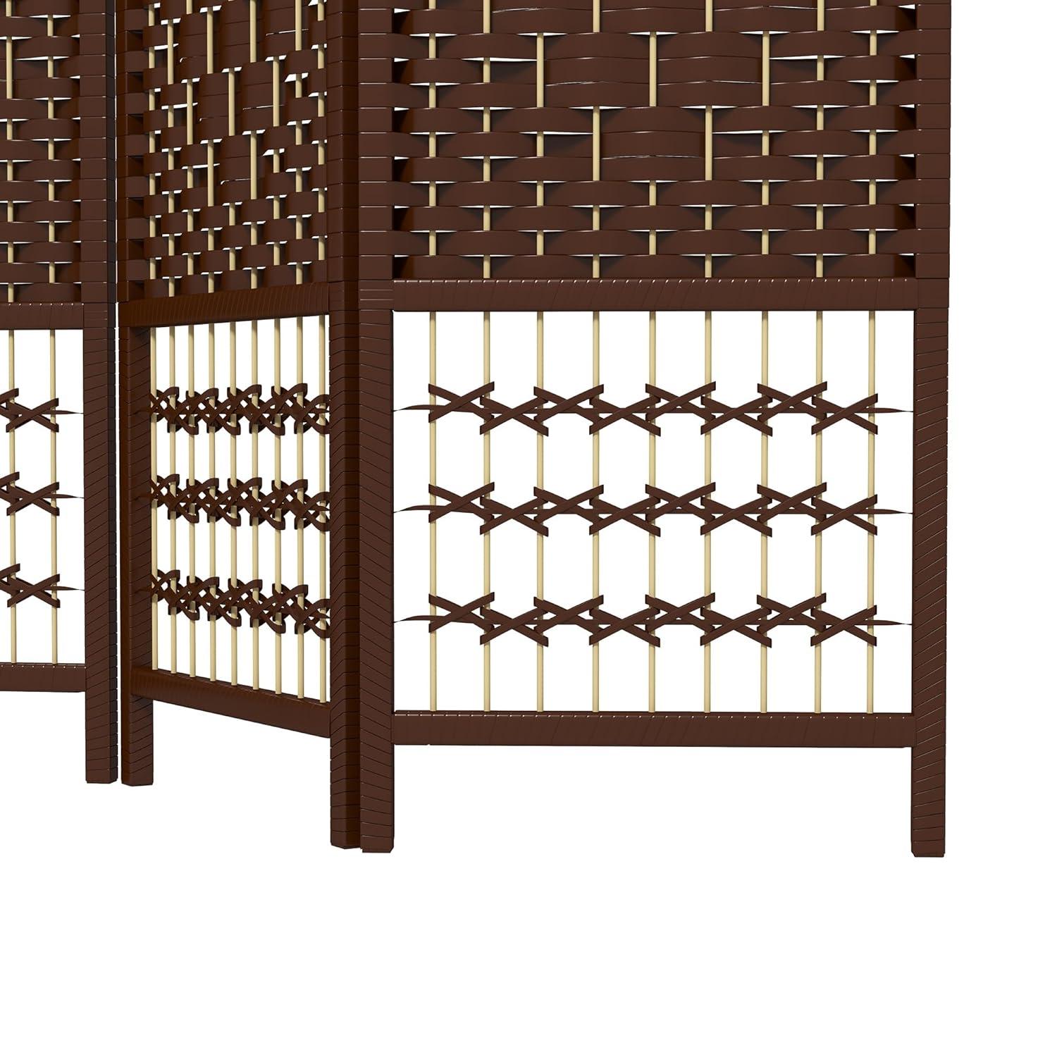 HOMCOM 3 Panel Room Divider, Folding Privacy Screen, 5.6' Room Separator, Wave Fiber Freestanding Partition Wall Divider, Brown