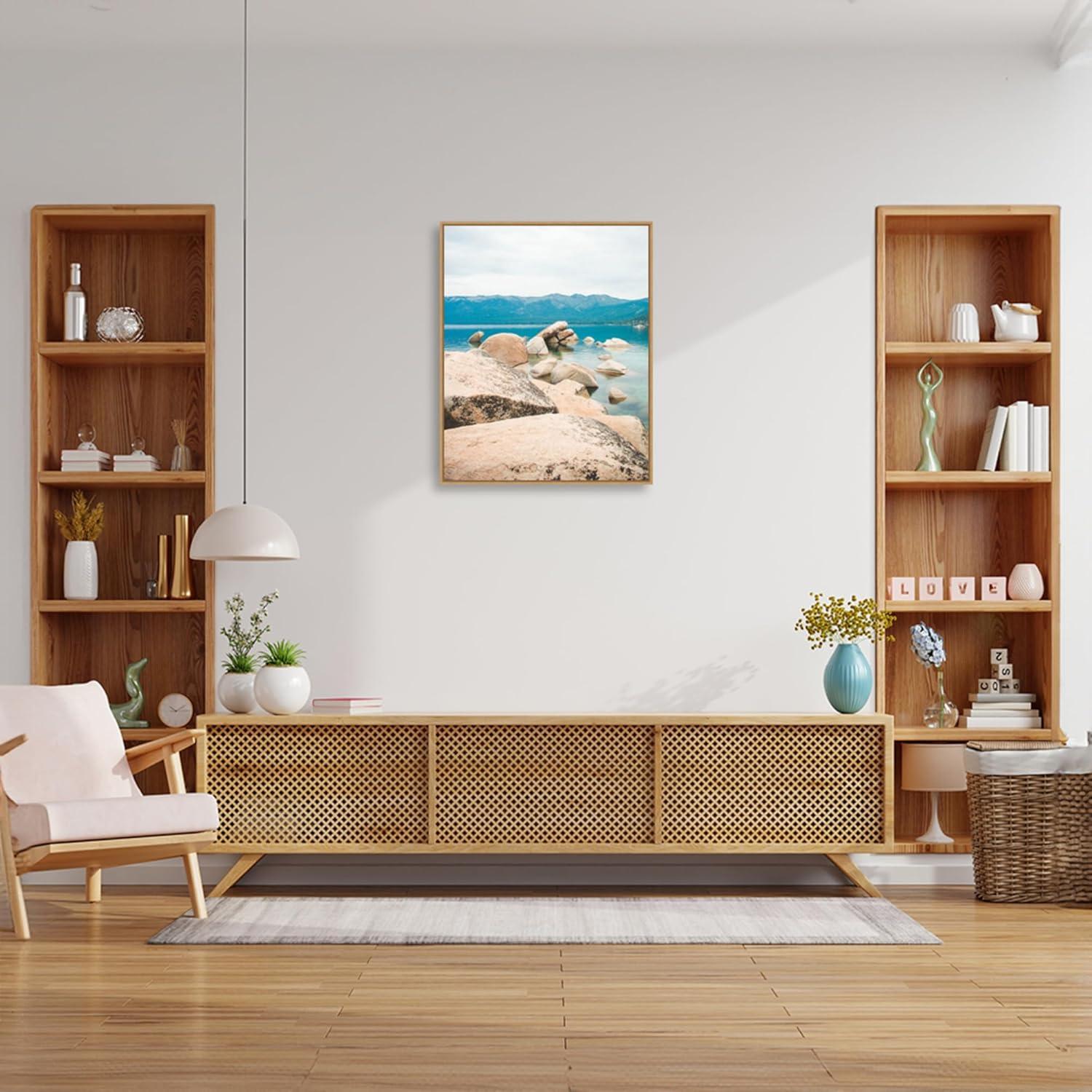 23" x 28" Lake Tahoe Dreams by Sonja Quintero Framed Canvas Wall Art Print - Amanti Art: Modern Decor, Polystyrene Frame