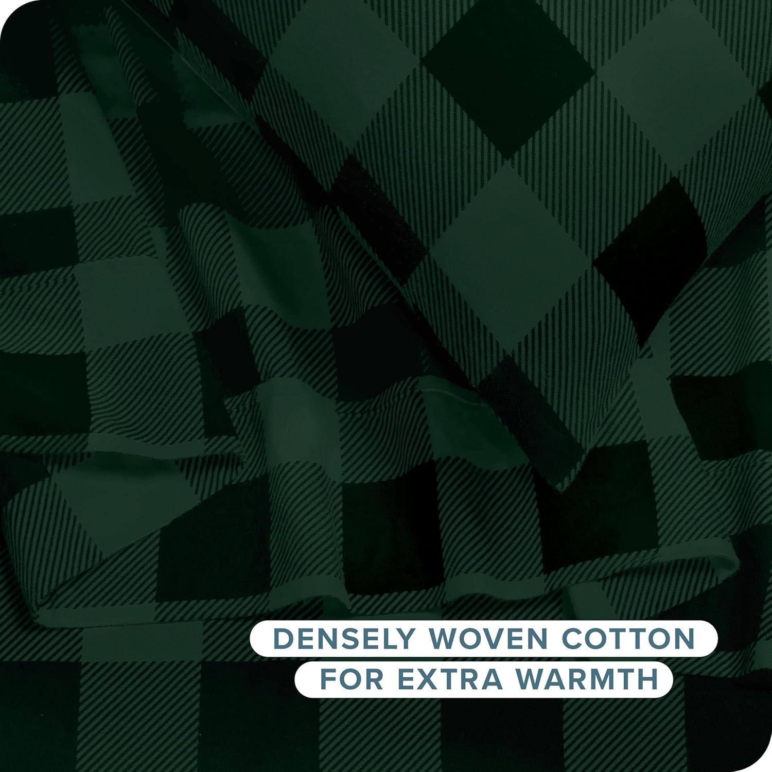 Buffalo Plaid - Forest Green/Black Cotton Flannel California King Sheet Set by Bare Home