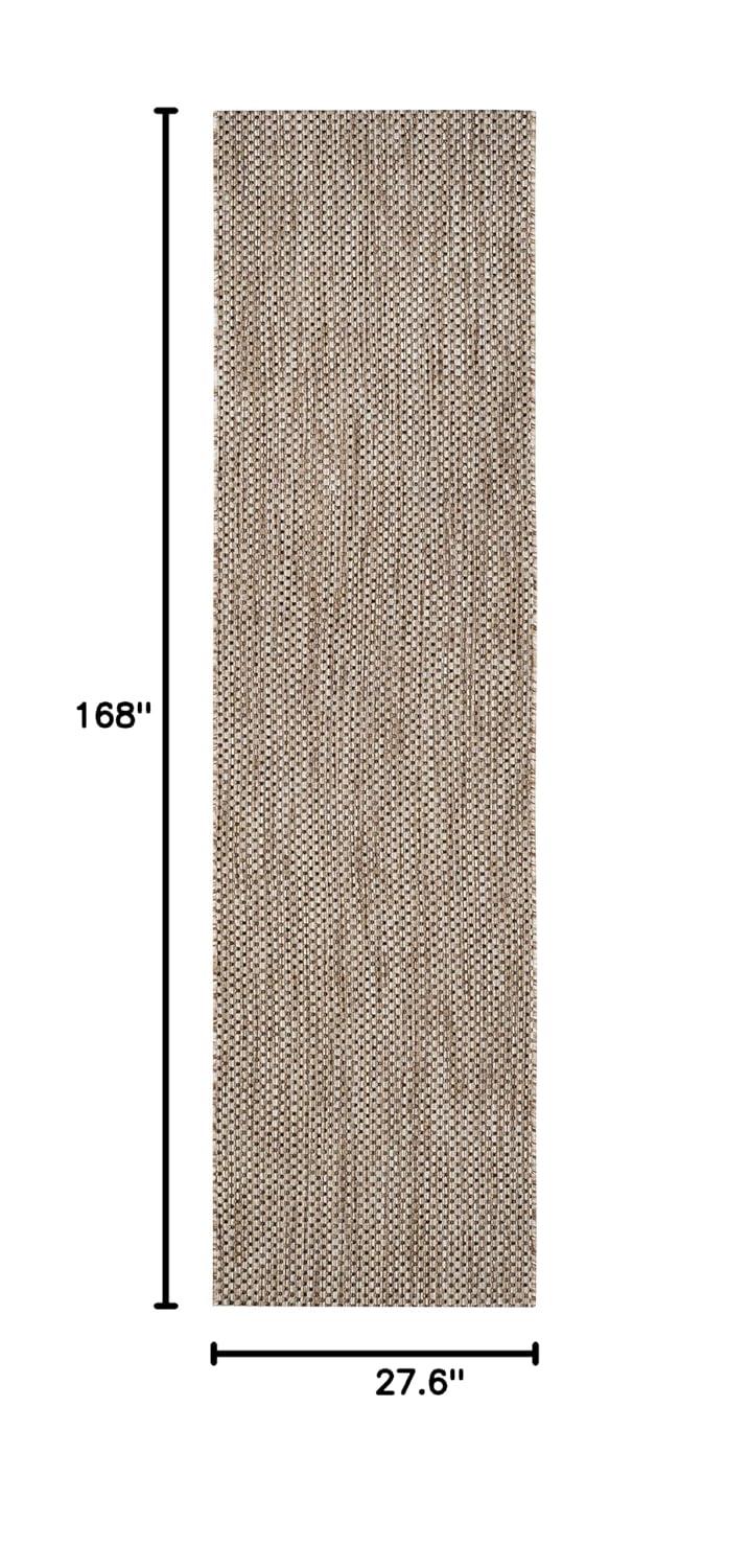 Courtyard CY8521 Power Loomed Indoor/Outdoor Runner Rug - Natural/Black - 2'3"x14' - Safavieh.