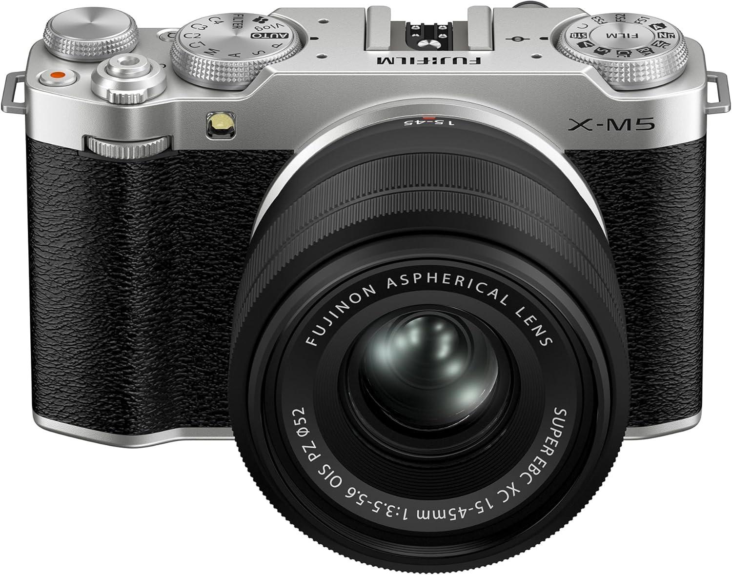 Fujifilm X-M5 Mirrorless Camera Body with XC 15-45mm F3.5-5.6 OIS PZ Lens (Silver)