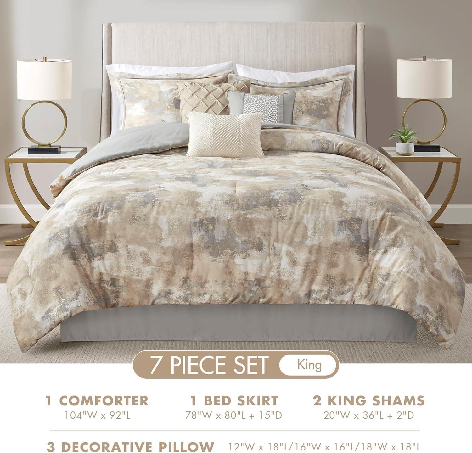 Madison Park Beacon 7 Piece Textured Cotton Blend Comforter Set (Set of 7)