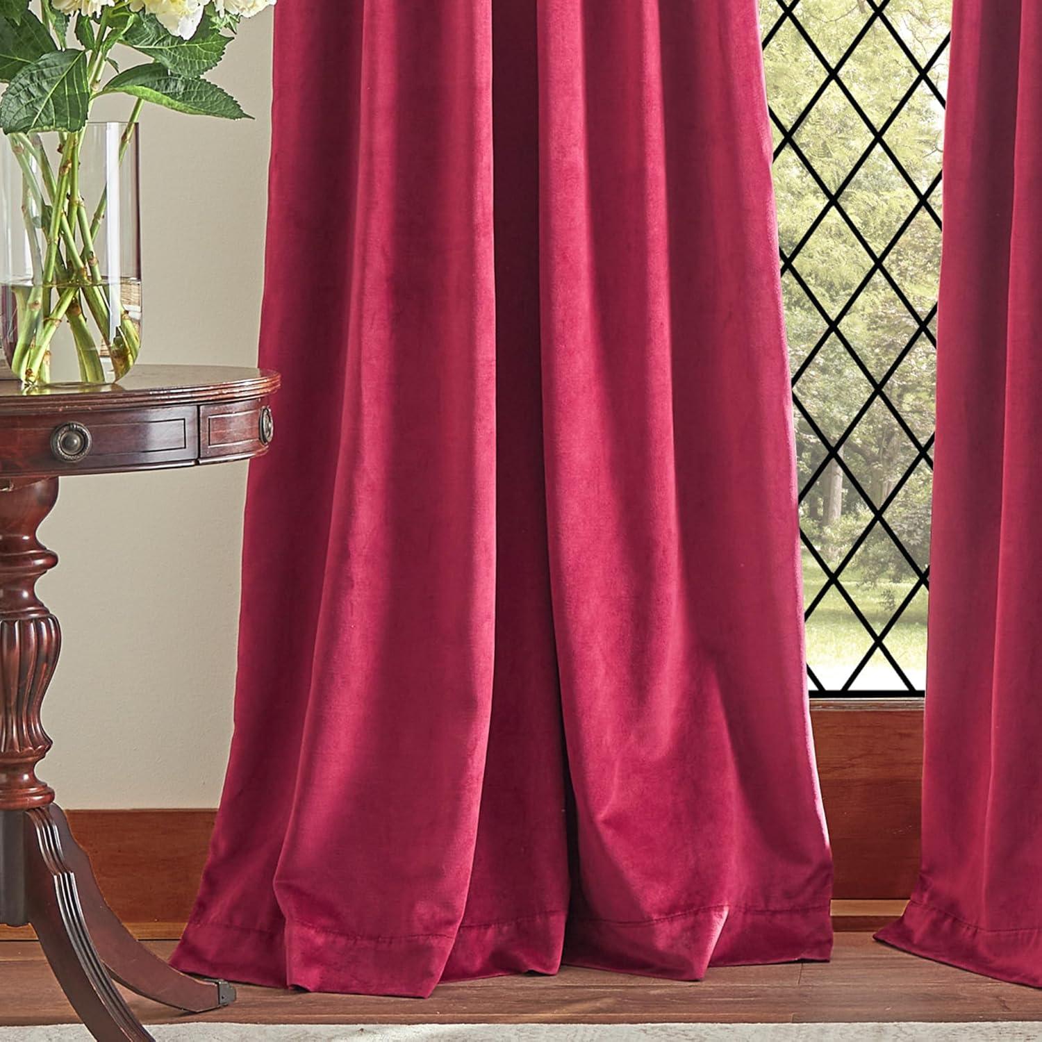 Lucca Velvet Solid Max Blackout Rod Pocket Curtain Panels Linen