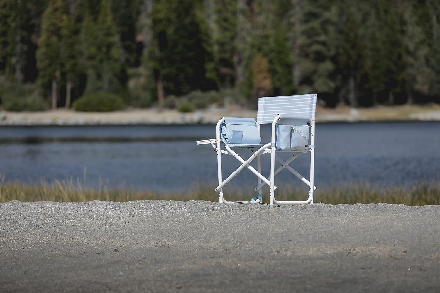 Picnic Time Outdoor Directors Chair - Mod Denim Stripes