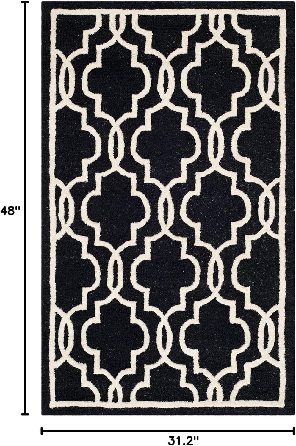 SAFAVIEH Cambridge Kyle Geometric Wool Area Rug, Black/Ivory, 2'6" x 4'