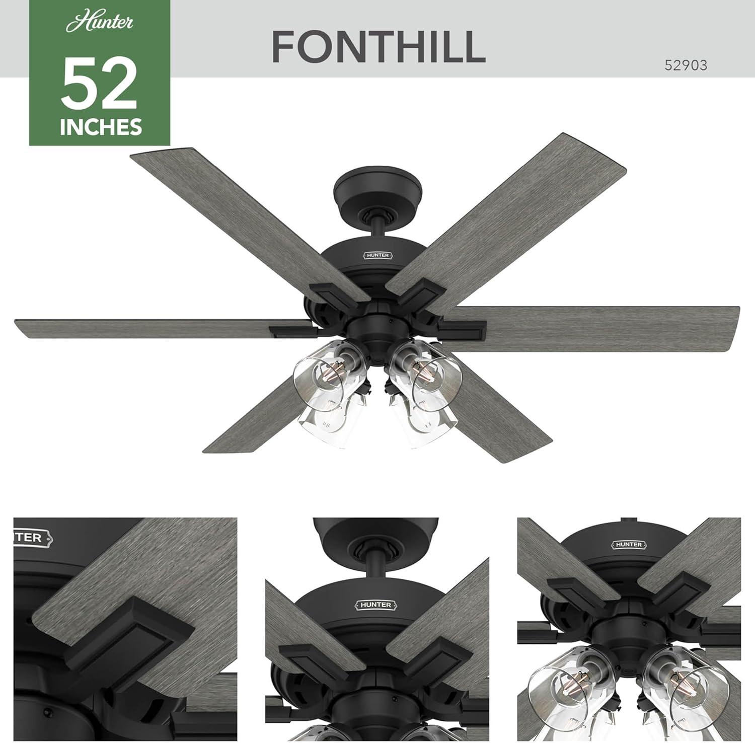 Hunter 52 Inch Fonthill ENERGY STAR® Hunterexpress Ceiling Fan With Lights And Remote