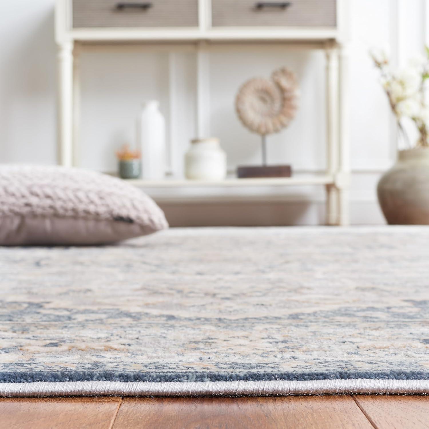 Cosmopolitan 600 CSM684 Power Loomed Indoor Area Rug - Cream/Blue - 9'x12' - Safavieh