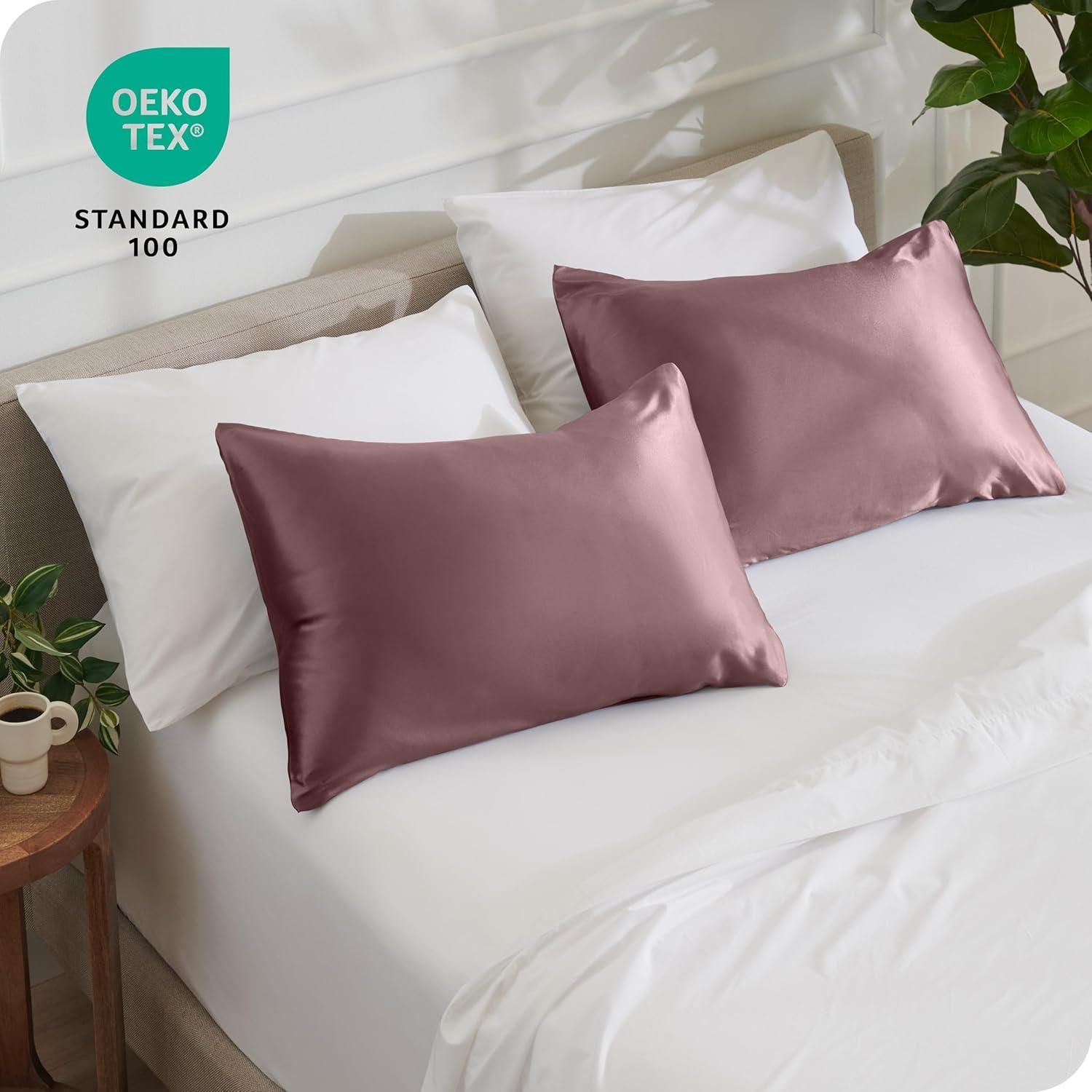 Bare Home Soft Poly Satin Pillowcase Set