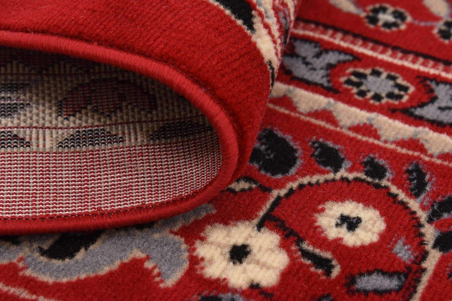Elegant Medallion 9' x 12' Synthetic Area Rug in Red, Black, and Cream