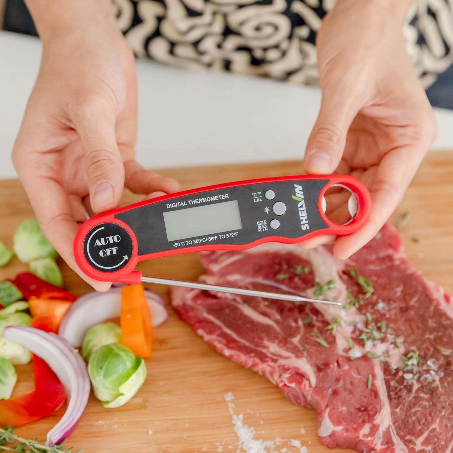 Red Digital Meat Thermometer with Bottle Opener