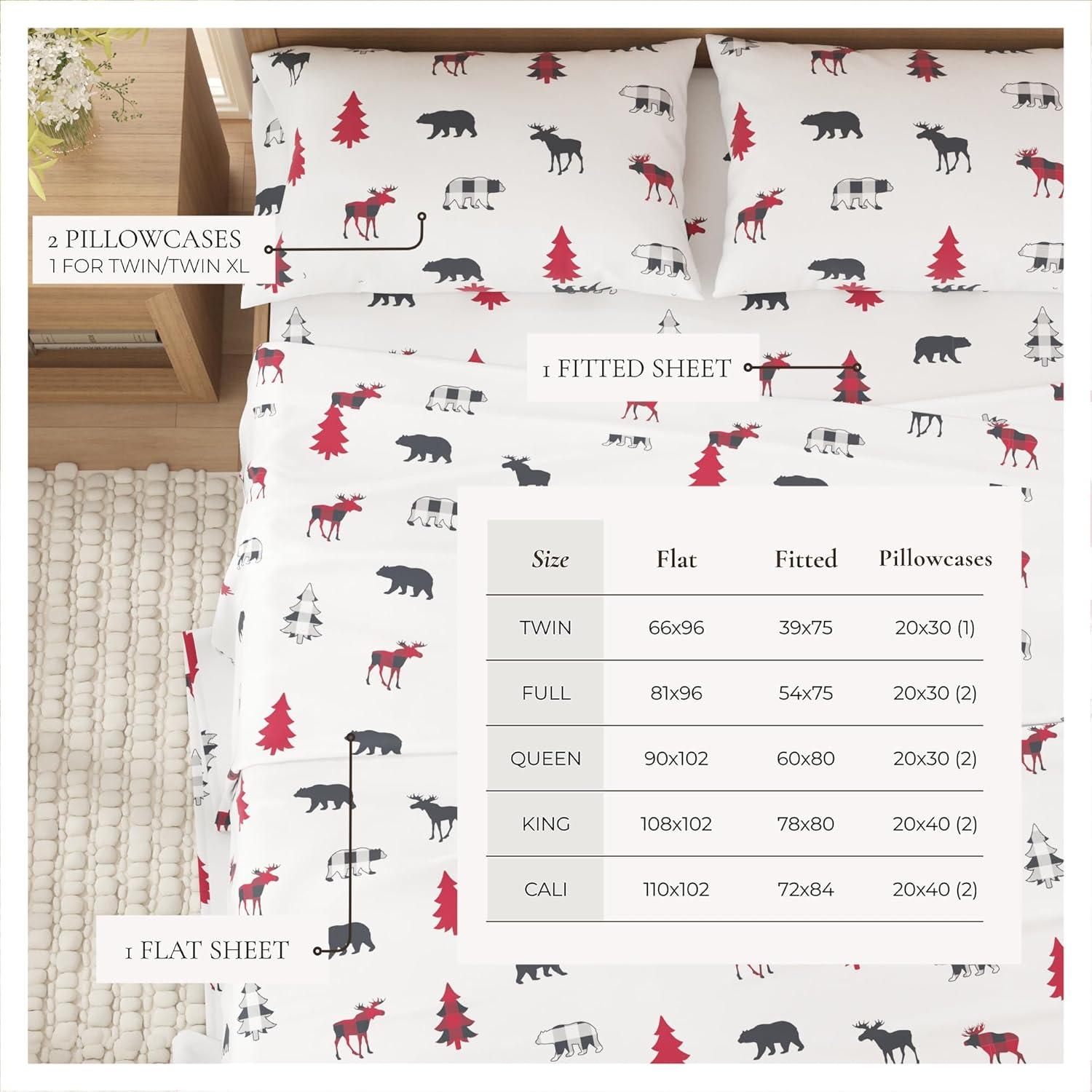 FreshFolds 100% Cotton Lodge Printed Flannel Sheet Set