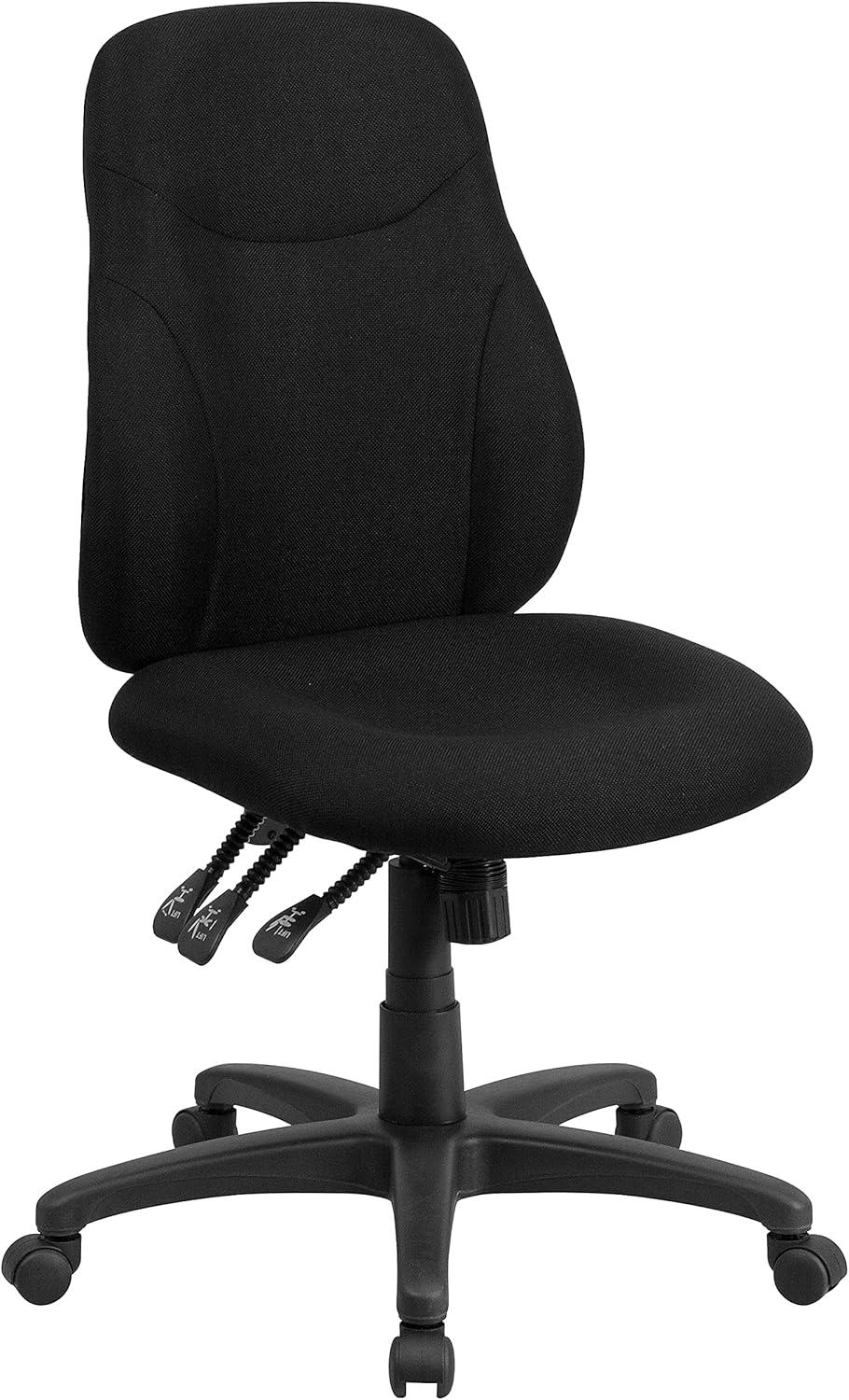 Mid-Back Black Polyester Swivel Task Office Chair