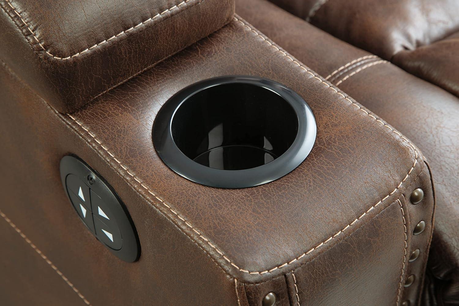 Signature Design by Ashley Owner's Box Faux Leather Power Recliner in Thyme