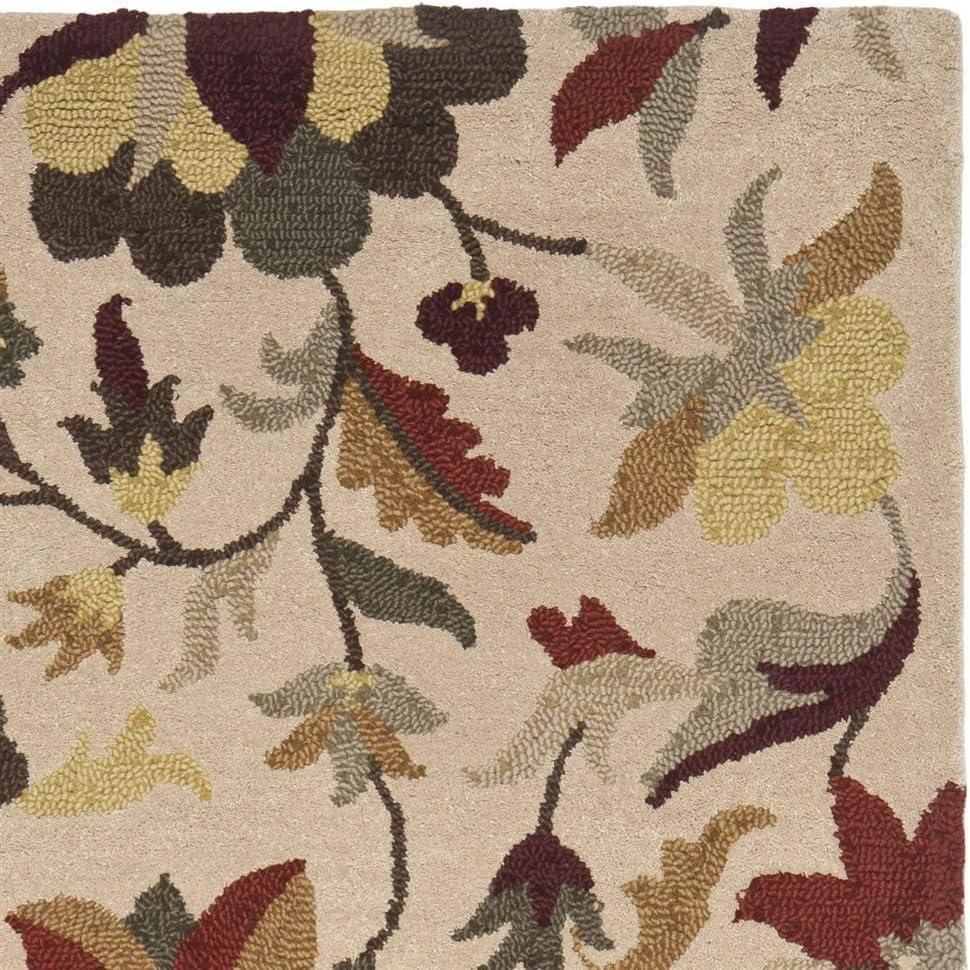 SAFAVIEH Jardin Dulcibella Floral Wool Area Rug, Beige/Multi, 5' x 8'