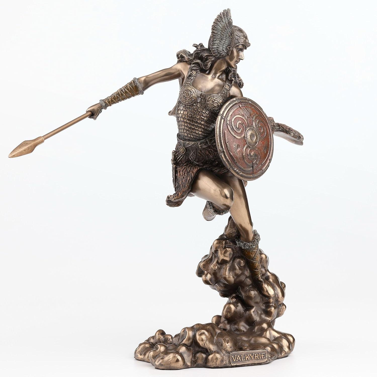 Veronese Design 9 1/4 Inch Greek Goddess Athena Holding Spear and Shield Cold Cast Resin Bronze Finish Statue Home Decor