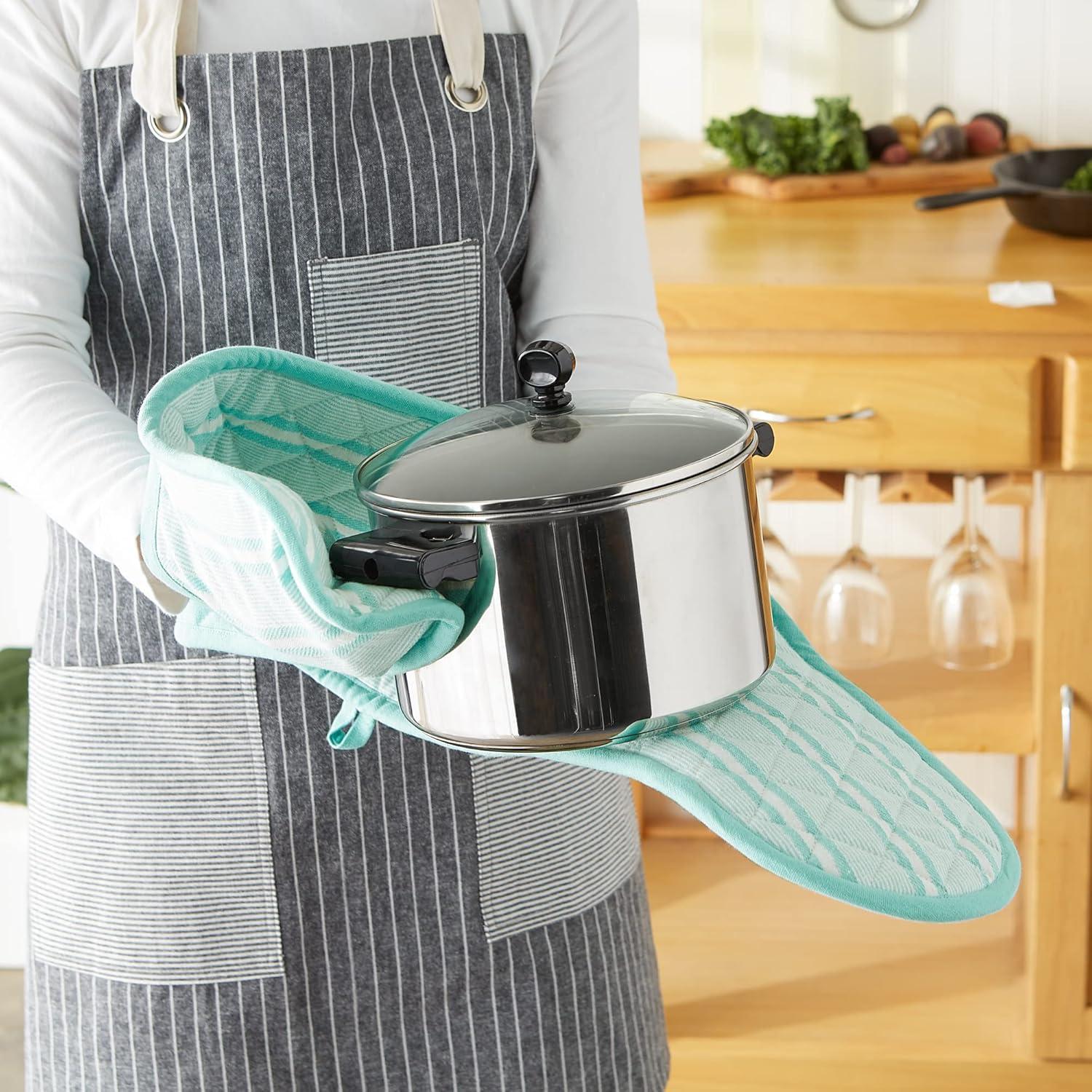 Aqua Chef Stripe Double Oven Mitt