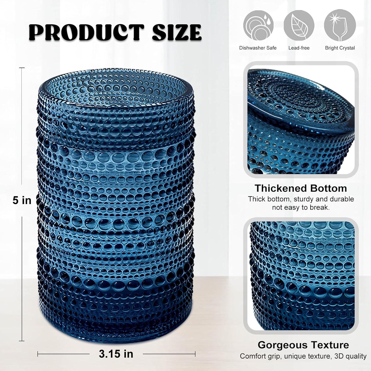 Vintage Glassware Drinking Glass Set of 6, Nailhead Glass