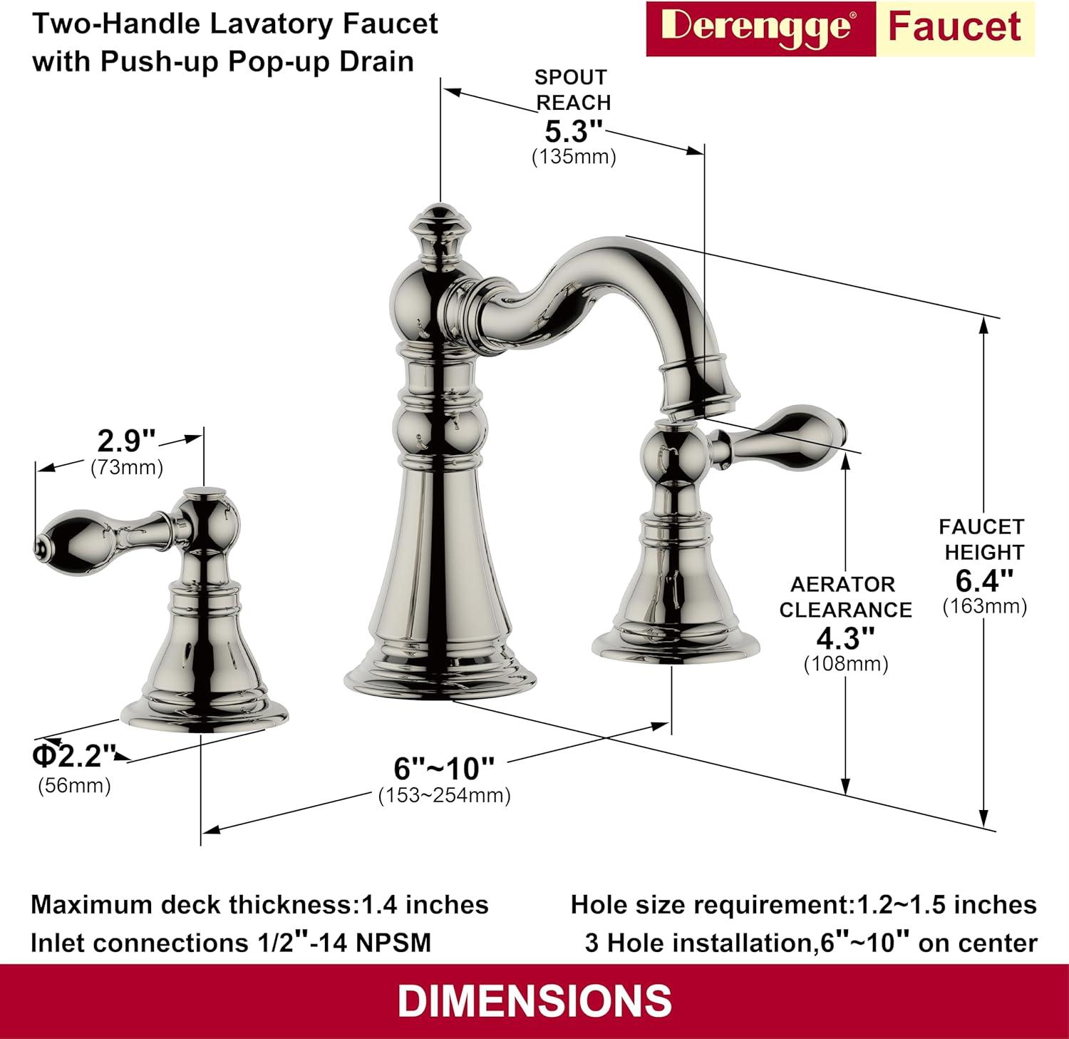 Fauceture FSC1979ACL American Classic Widespread Bathroom Faucet, Polished Nickel