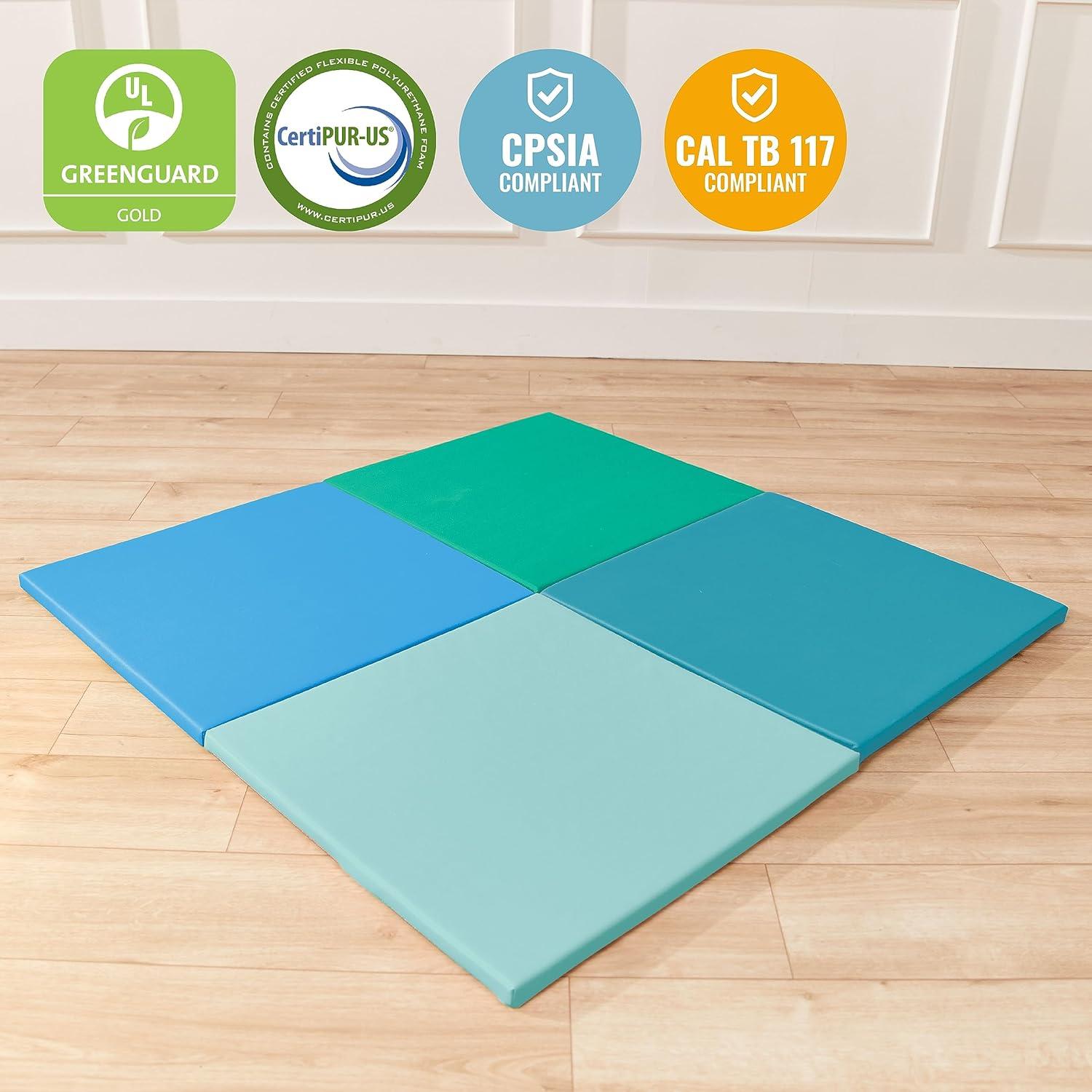 ECR4Kids SoftZone Play Patch Activity Mat Squares, 4-Pack