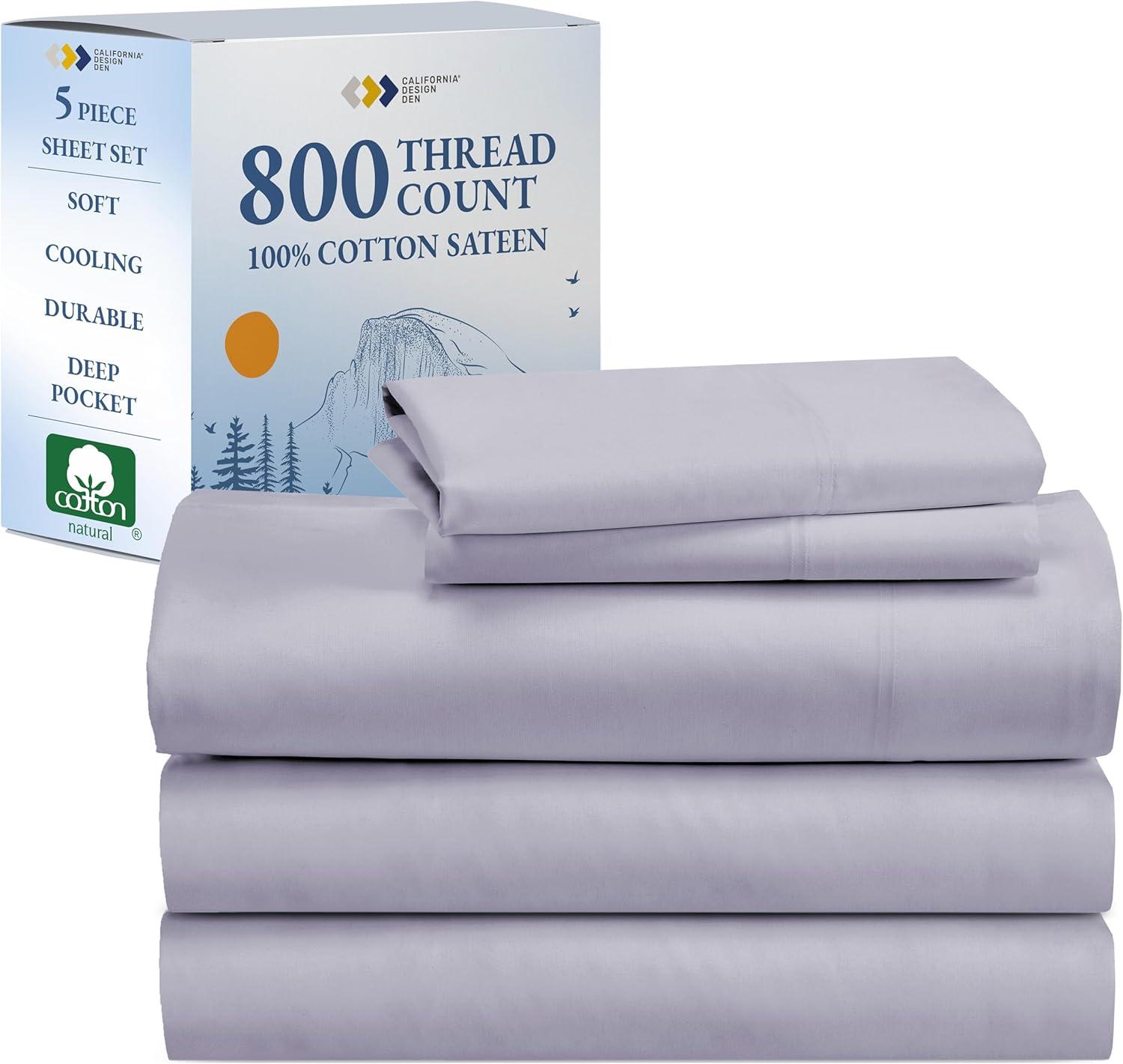 Lavender 800 Thread Count Cotton Sateen Split King Sheet Set