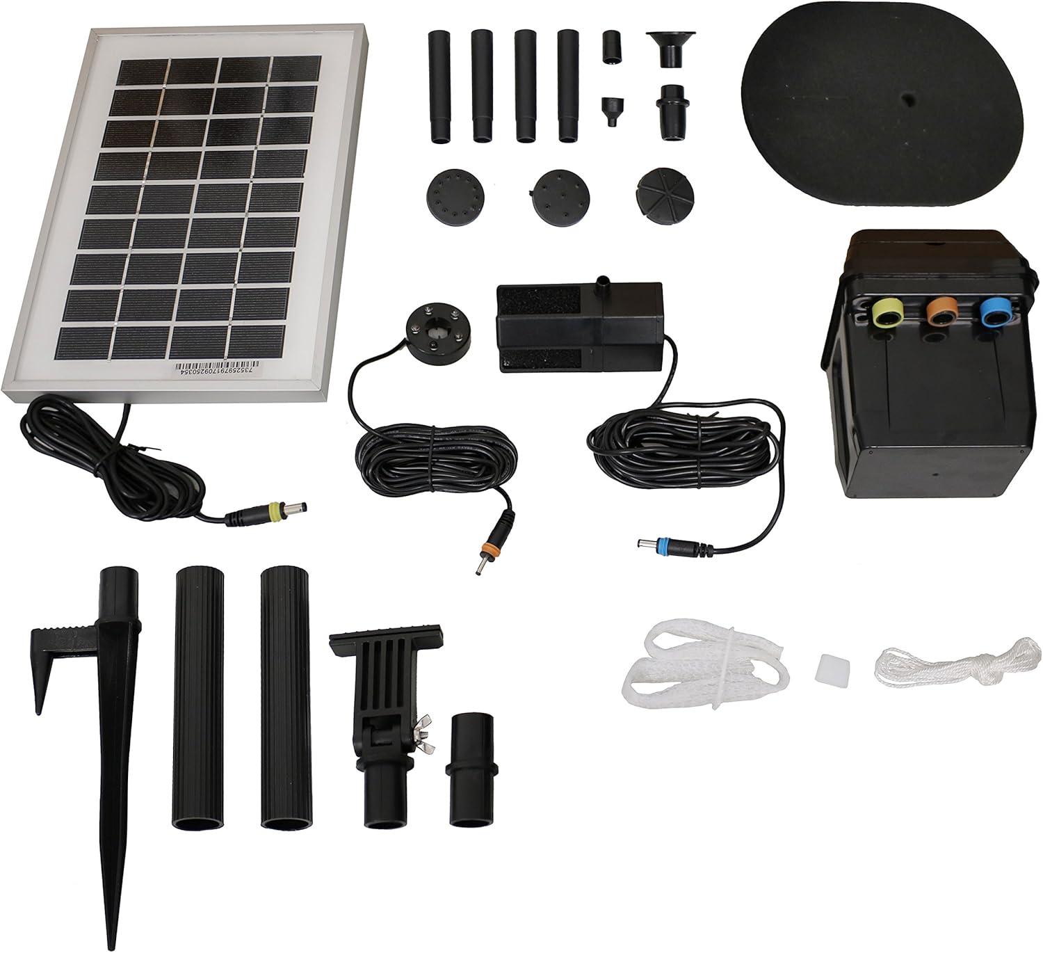 Solar Powered Black LED Pond Pump Kit with Battery