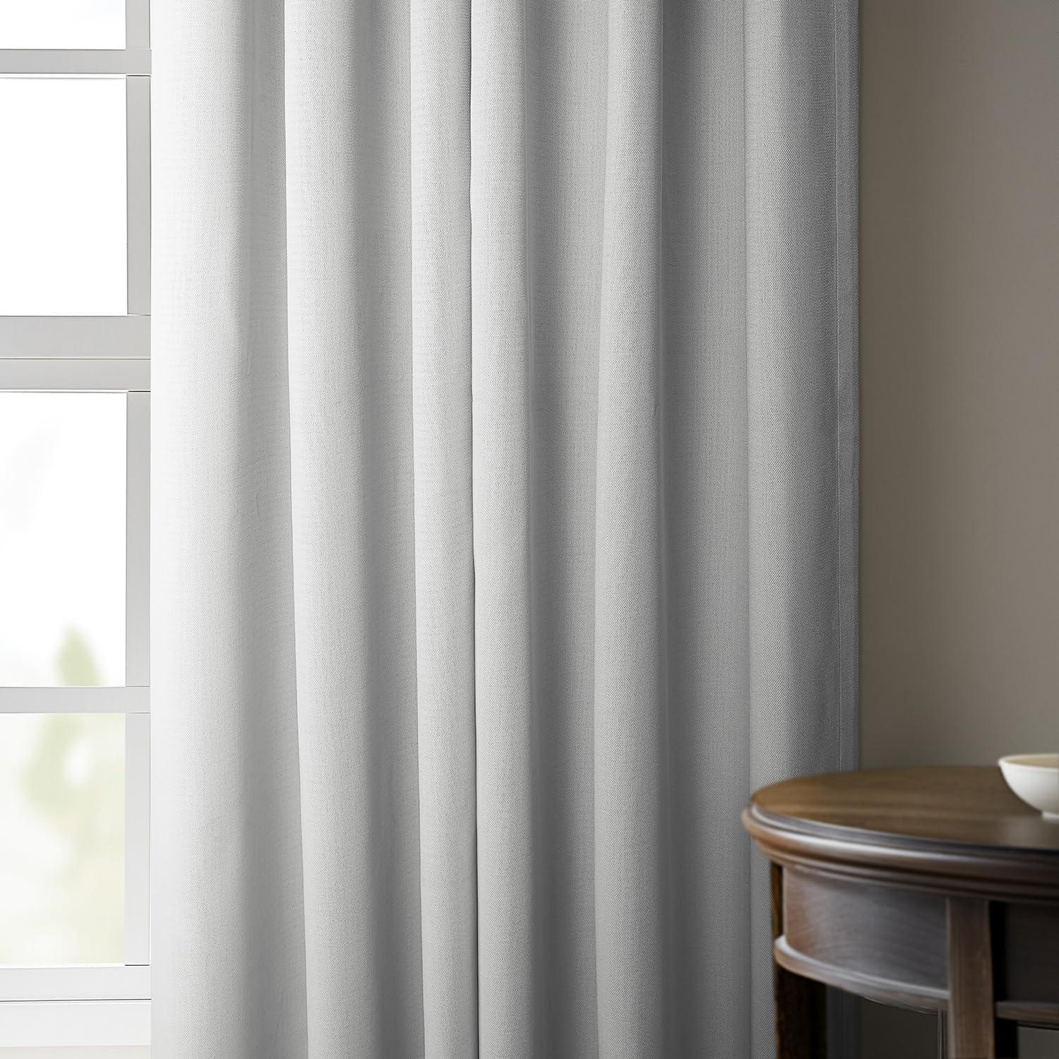 Oyster Faux Linen Room Darkening Curtain (1 Panel), Oyster, 50W X 96L