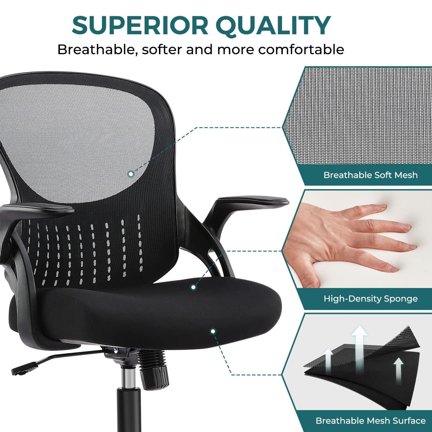 ErgoFlex Black Mesh Adjustable Office Chair with Lumbar Support
