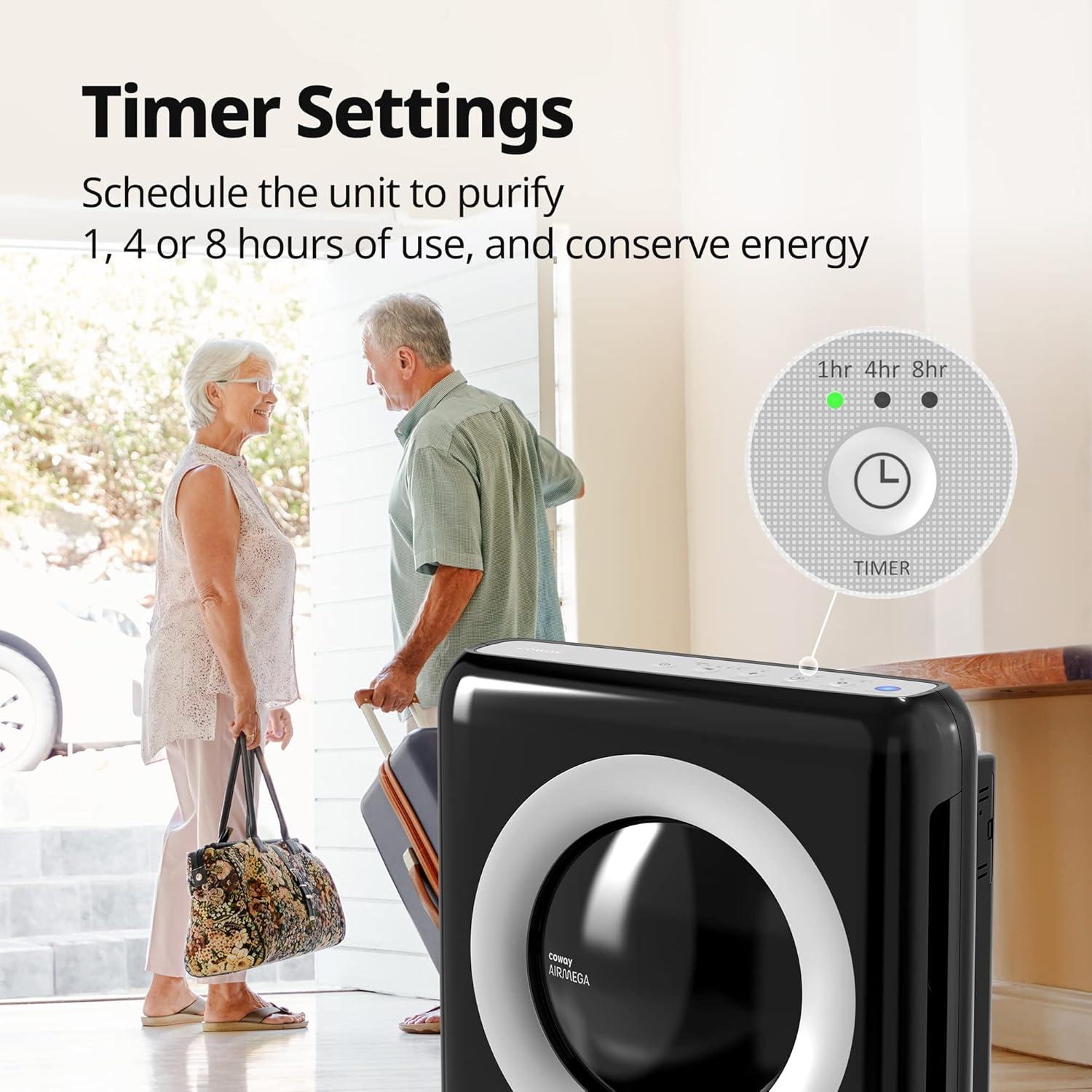 INKEDZ Airmega AP-1512HH True HEPA Air Purifier with Air Quality Monitoring, Auto Mode, Timer, Filter Indicator, Eco Mode