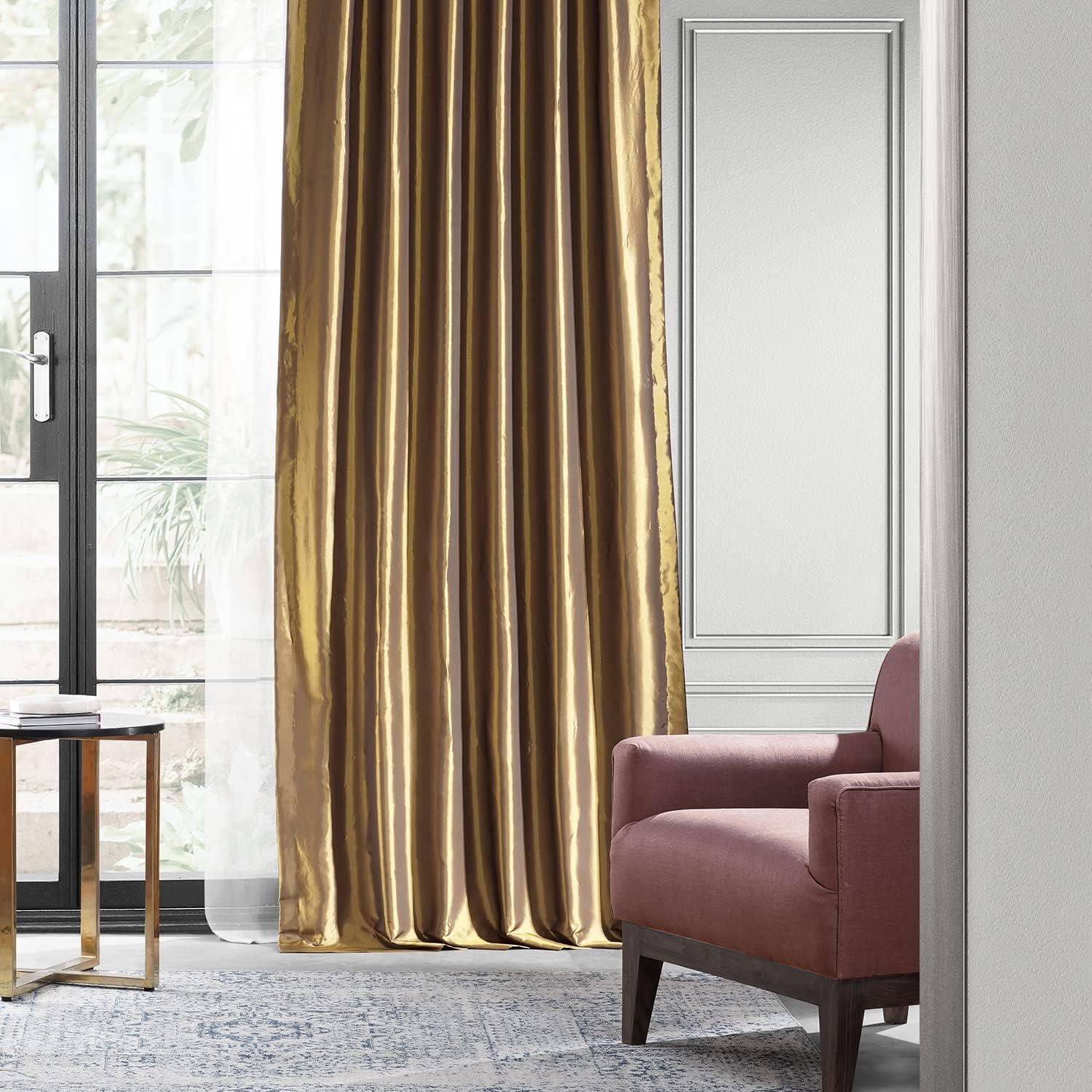 Golden Spice Faux Silk Blackout Curtain Panel 50" x 96"