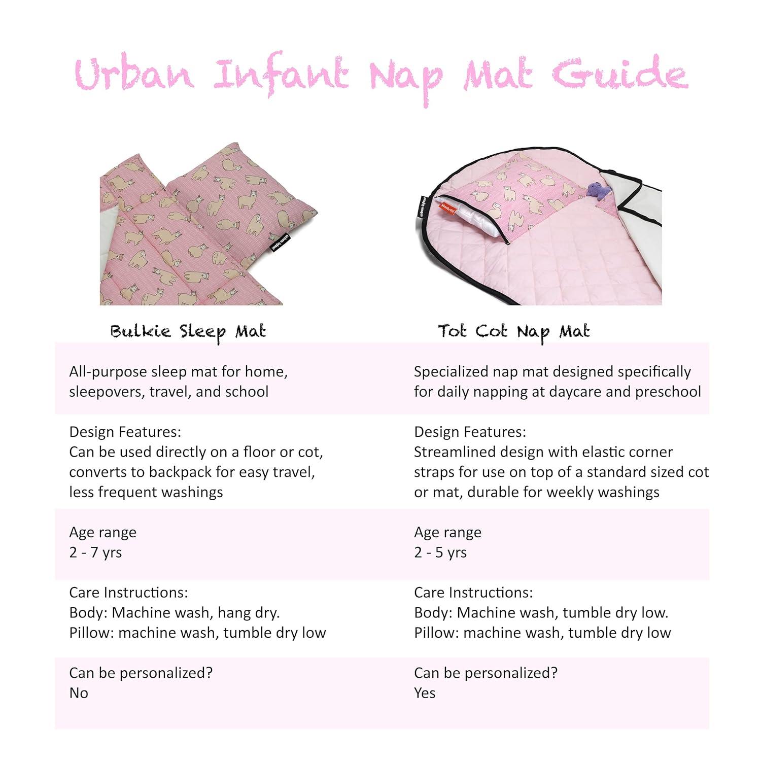 Pink and White Cotton Polyester Toddler Nap Mat with Llama Print