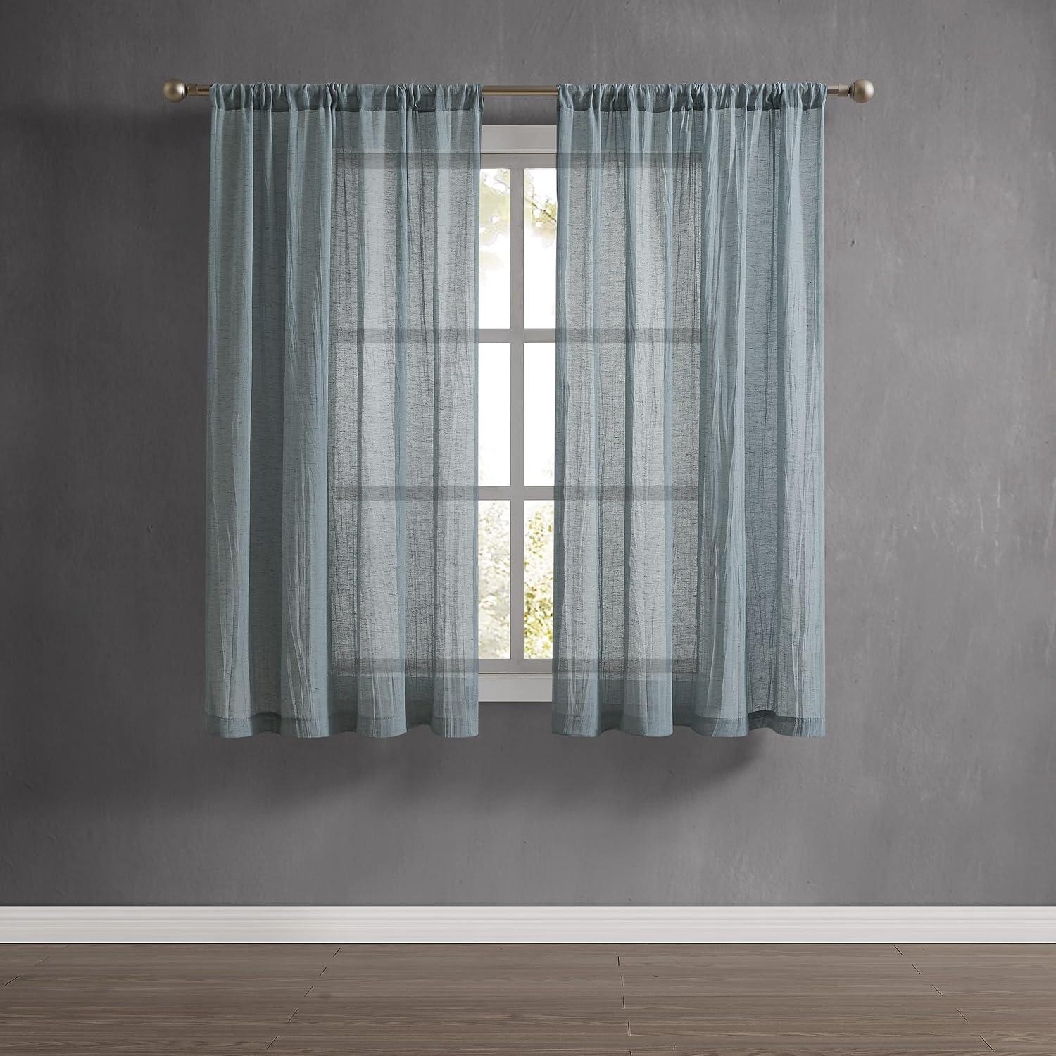 French Connection Kamra Solid Semi-Sheer Curtain Panels