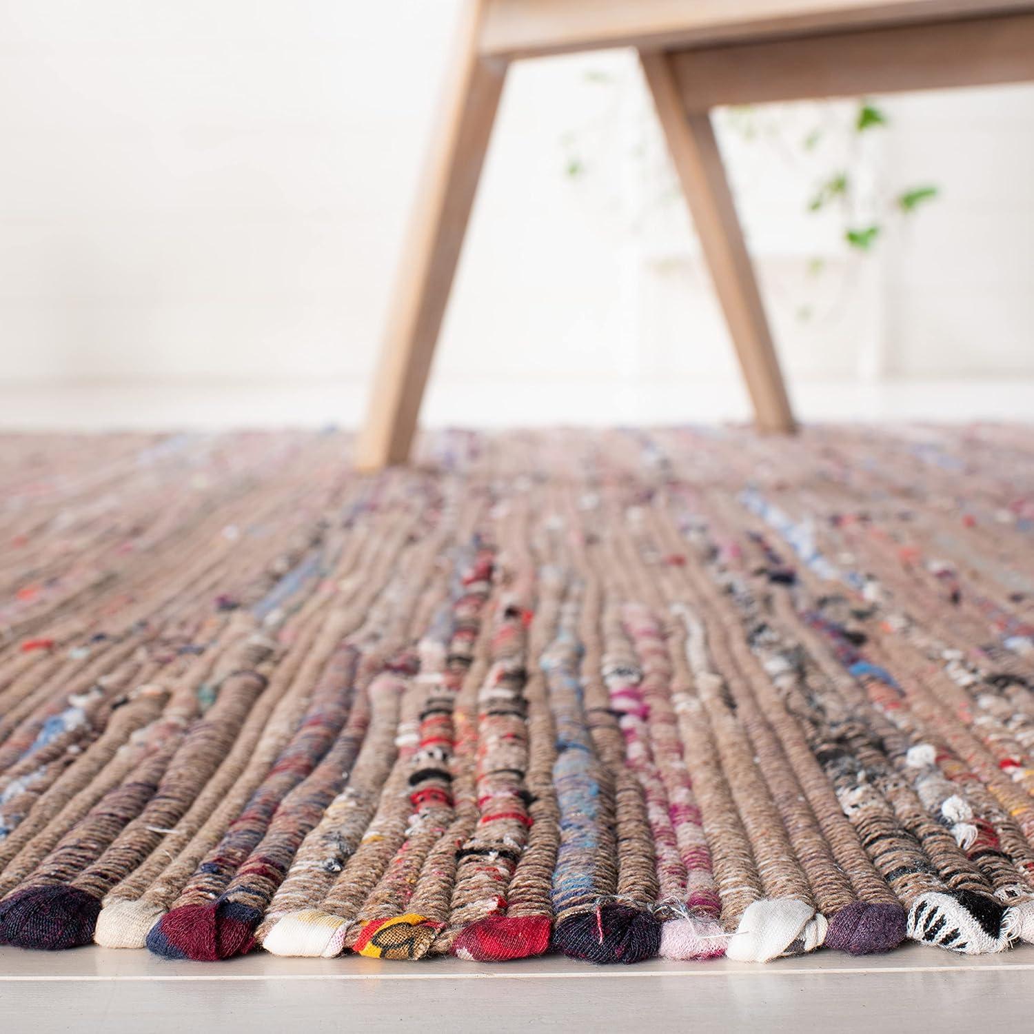 Rag Rug RAR121 Hand Woven Indoor Area Rug - 6'x6' - Rust/Multi - Safavieh