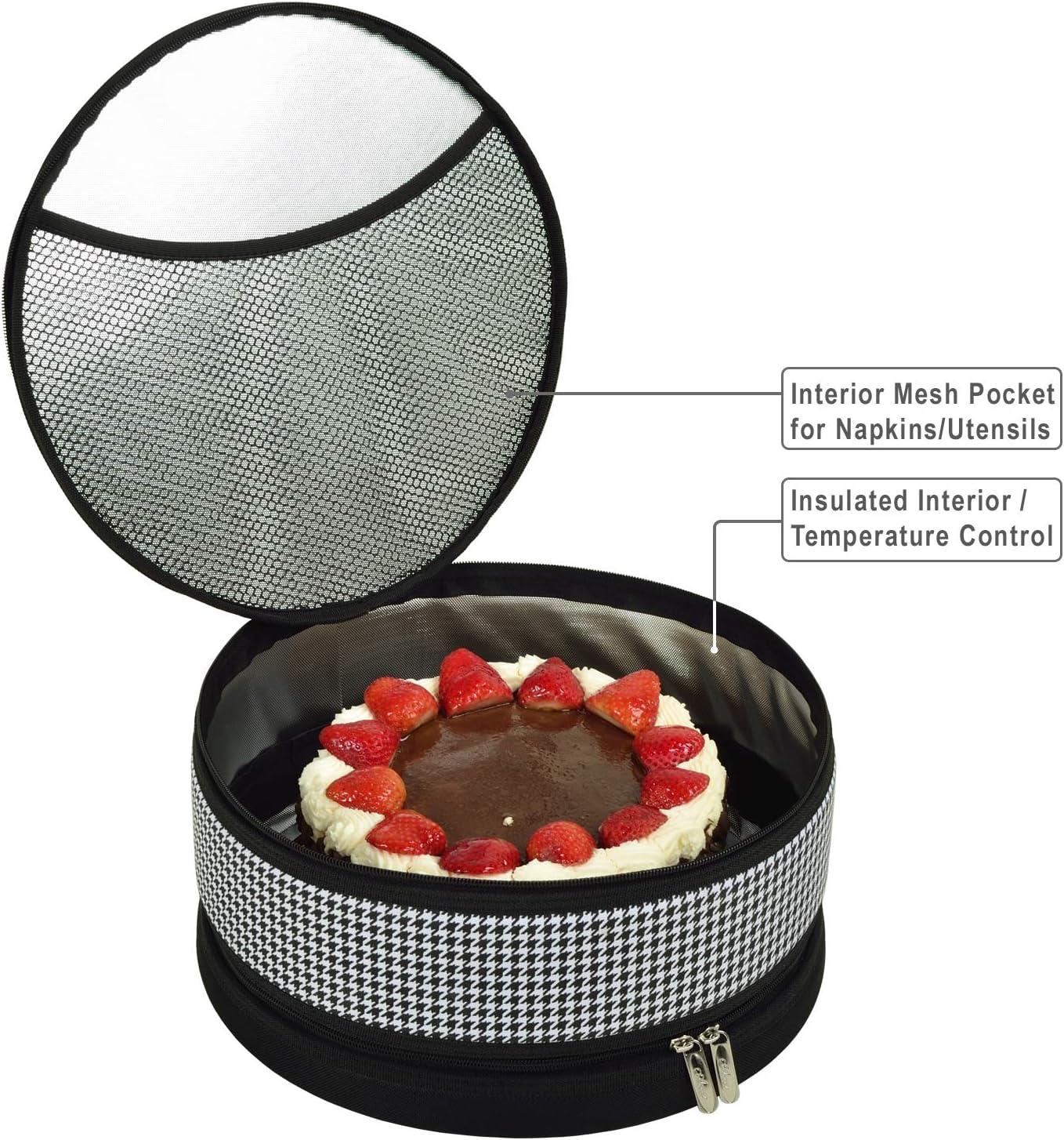 Picnic at Ascot Pie and Cake Carrier 12" Diameter - Houndstooth