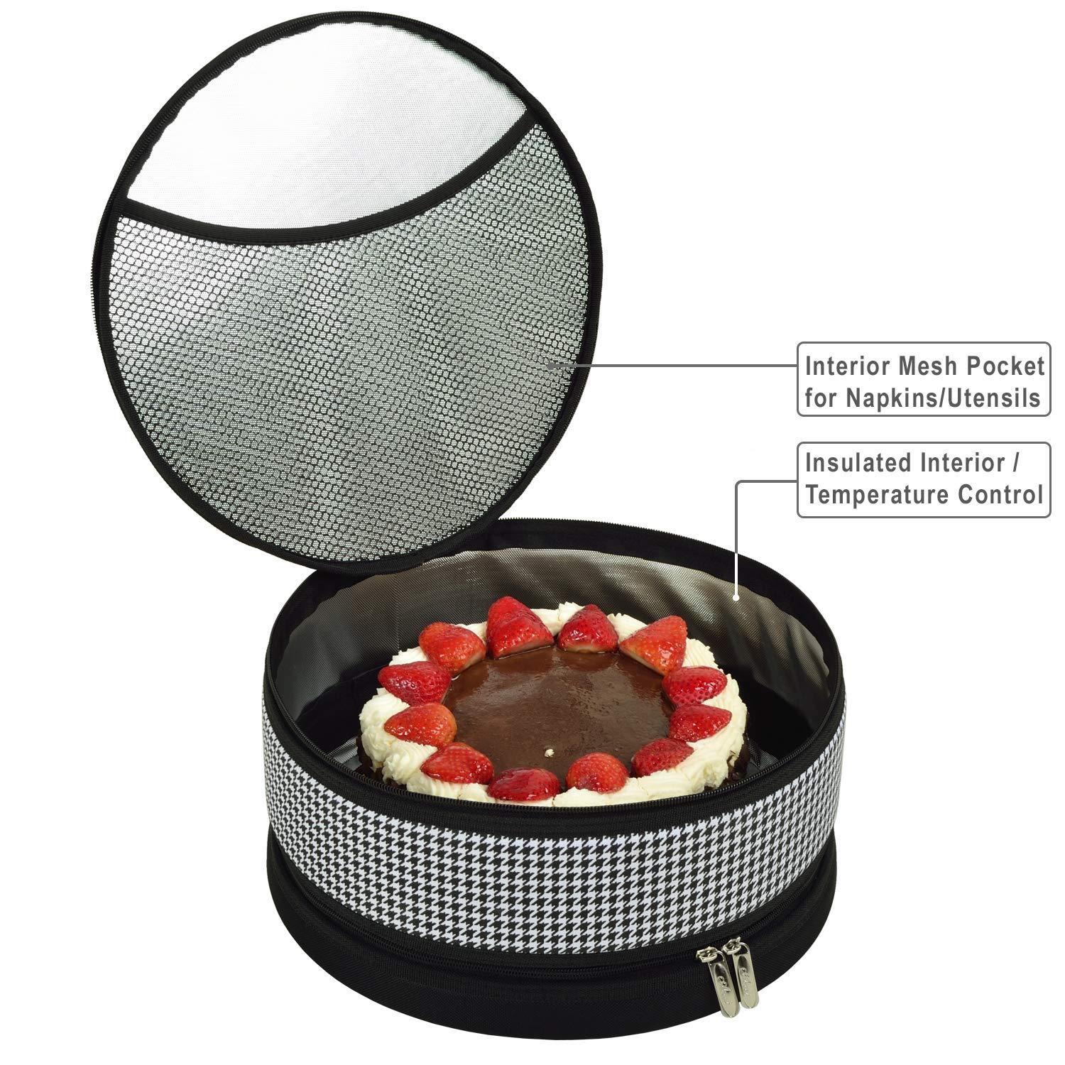 Picnic at Ascot Pie and Cake Carrier 12" Diameter - Houndstooth