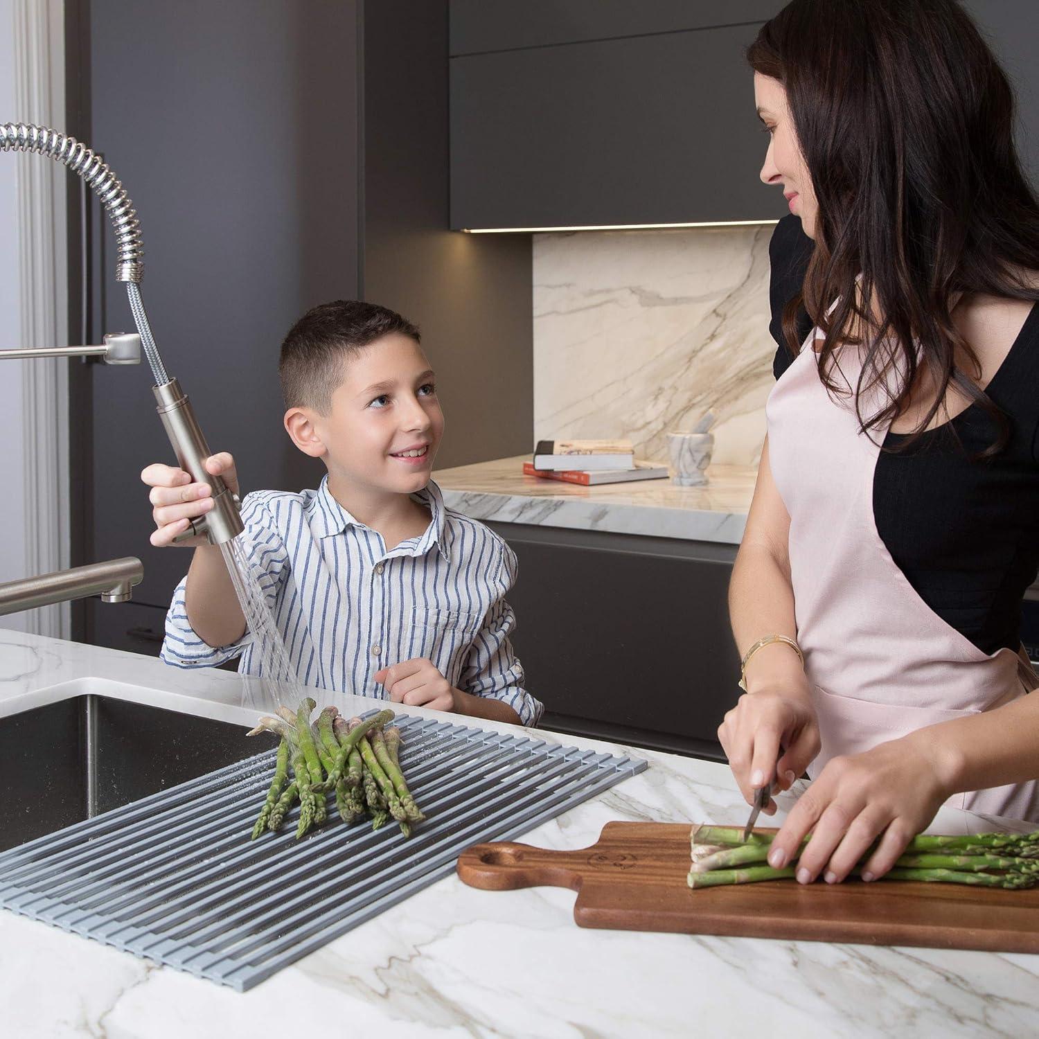 Brown Stainless Steel Foldable Over-Sink Drying Rack