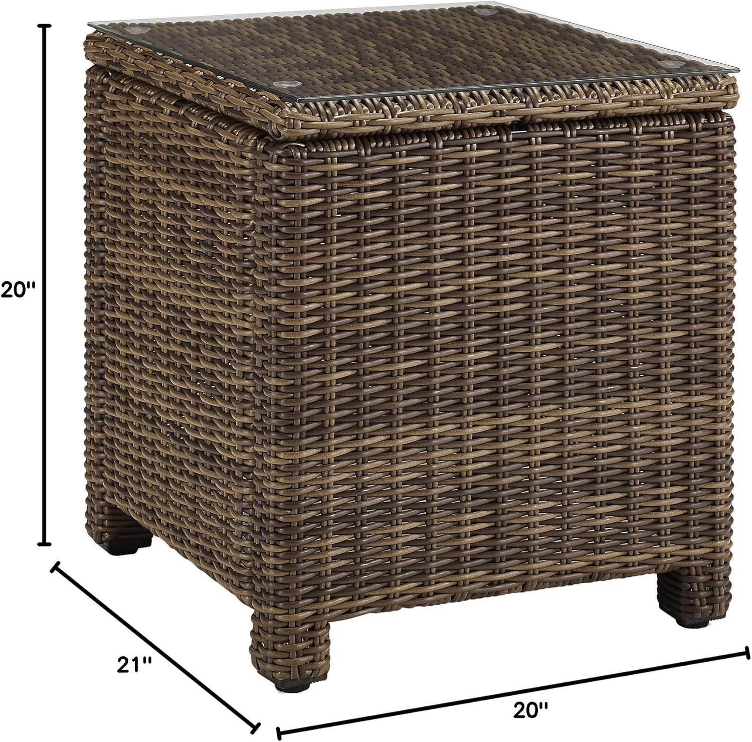 Bradenton Outdoor Wicker Glass Top Side Table - Crosley