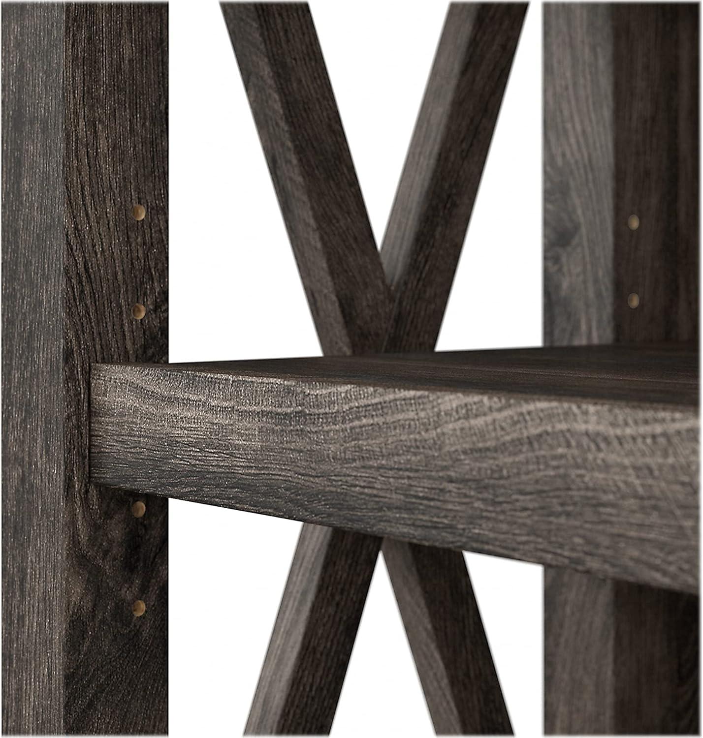 Bowery Hill 5 Shelves Coastal Wood Tall Bookcase in Dark Gray