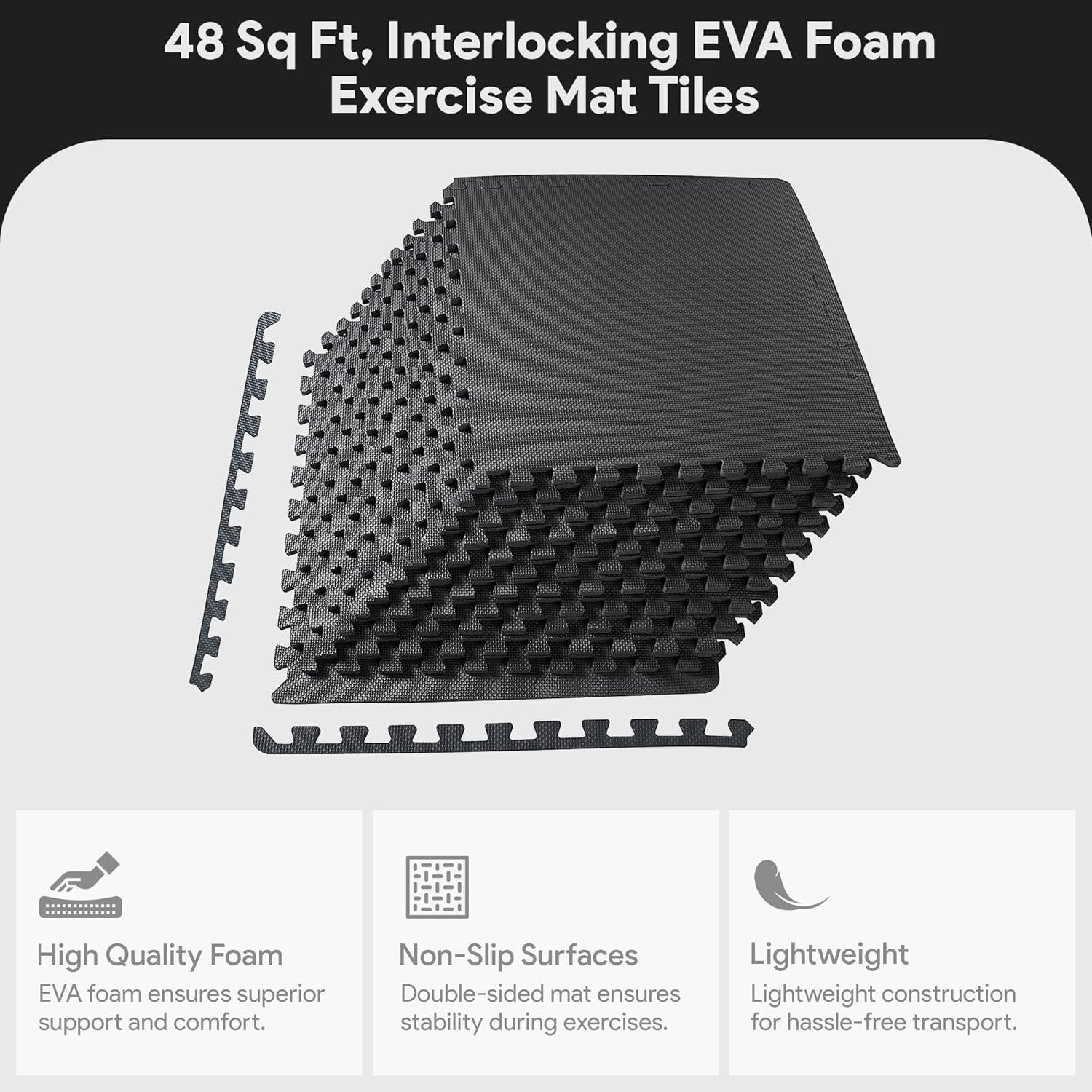 BalanceFrom Fitness Balancefrom Fitness 48 Sq Ft Interlocking EVA Foam Exercise Mat Tiles