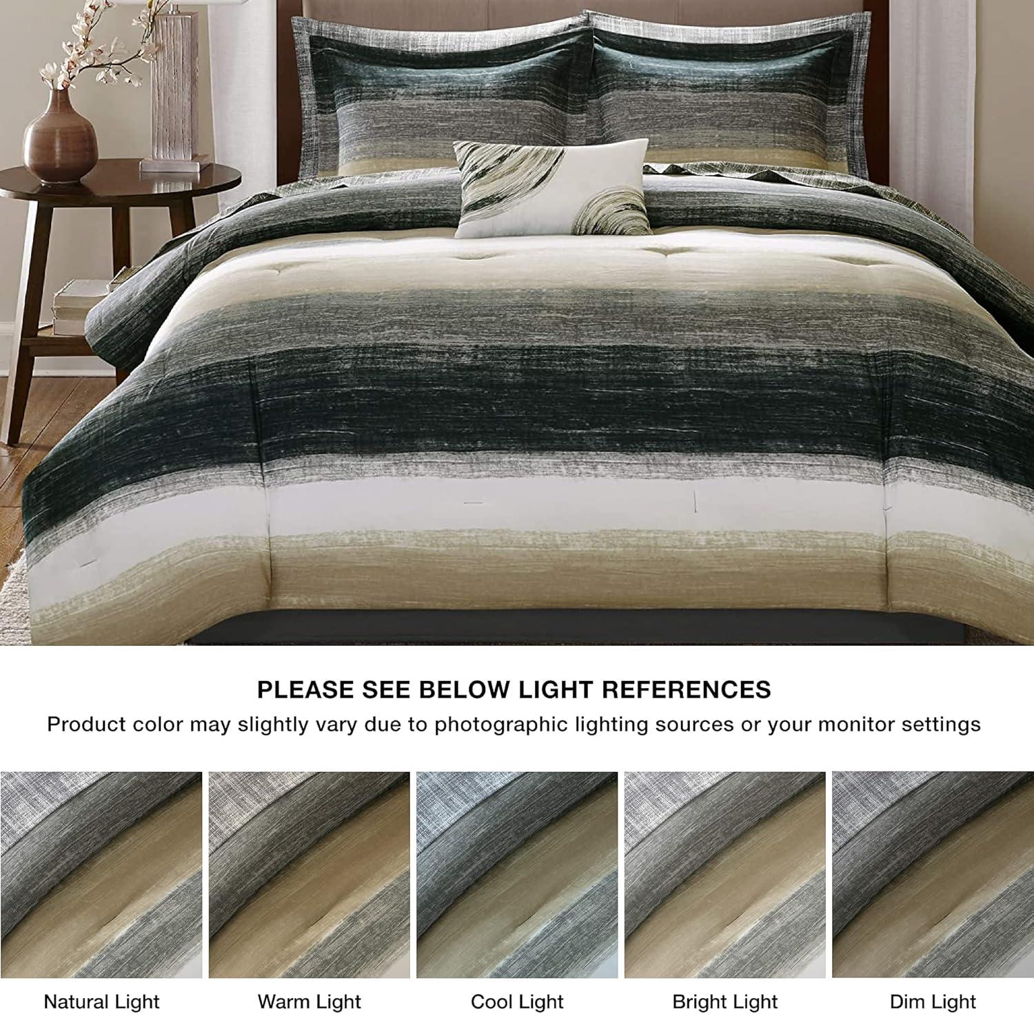 Madison Park Essentials Saben Striped Comforter Set with Cotton Bed Sheets