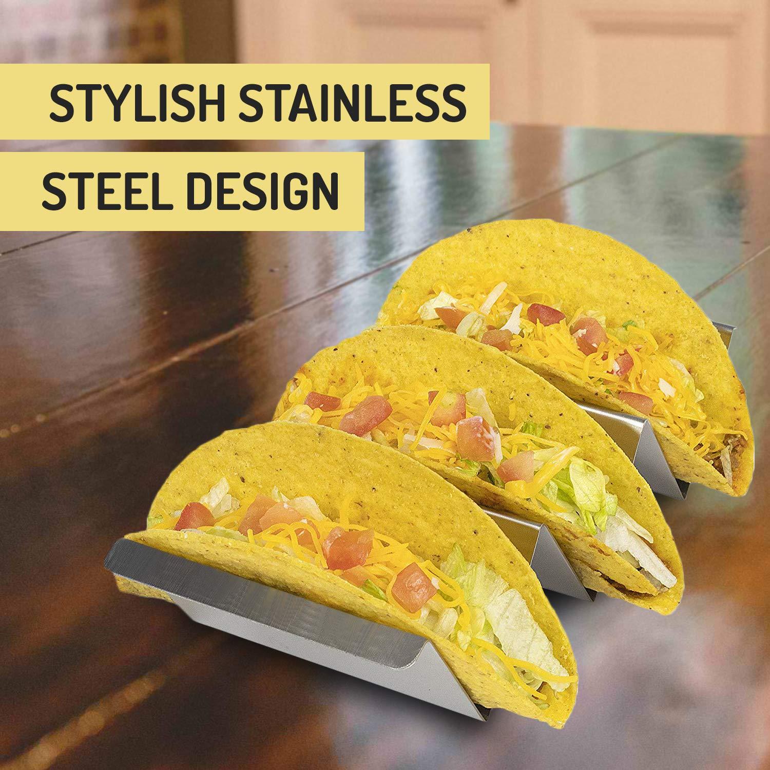 Polished Stainless Steel Rectangular Taco Holder Set of 4
